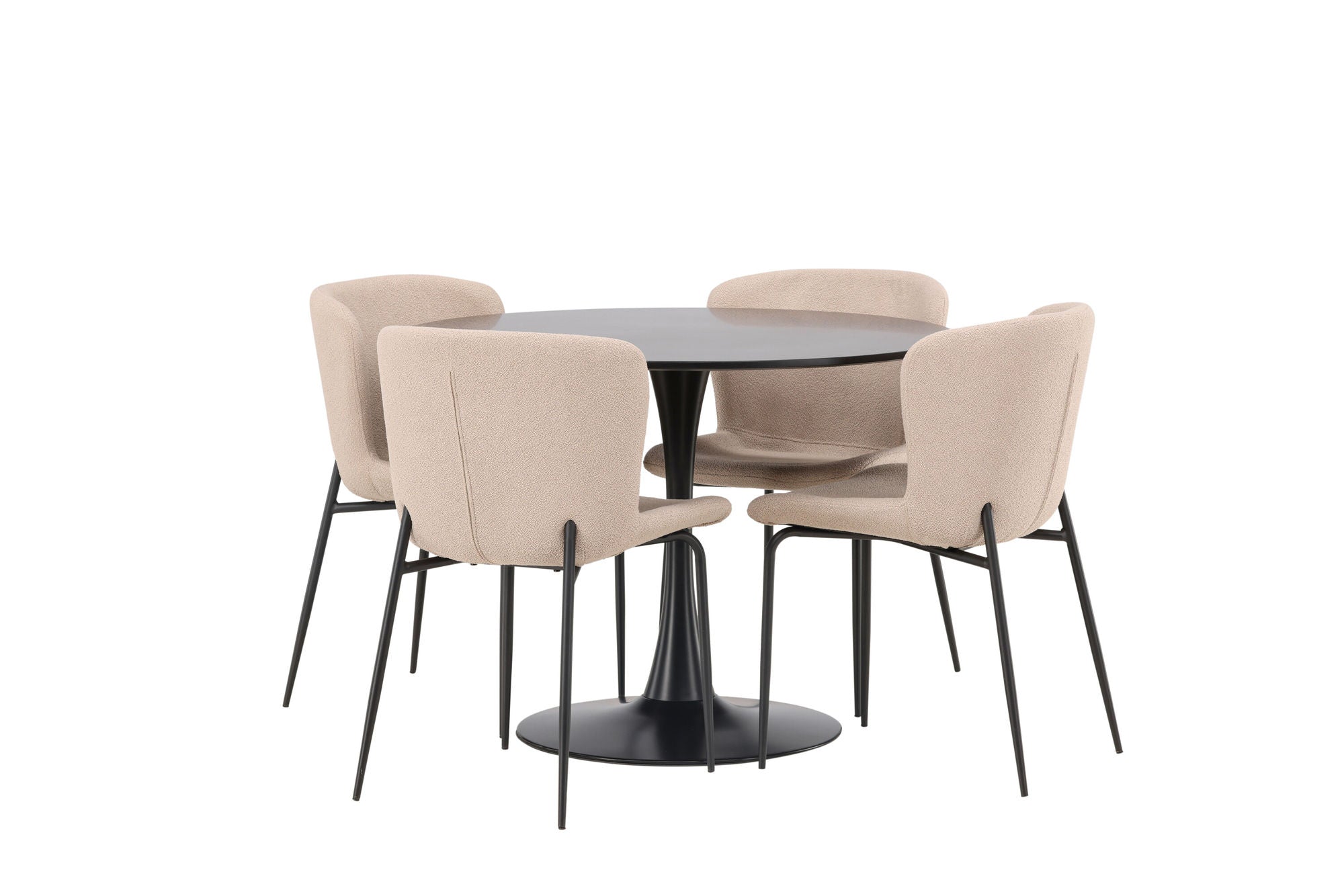 Venture Home Glade spisebord - Black / Black MDF +Modesto Spisebordsstol - Grey / Smoked Black Boucle _4