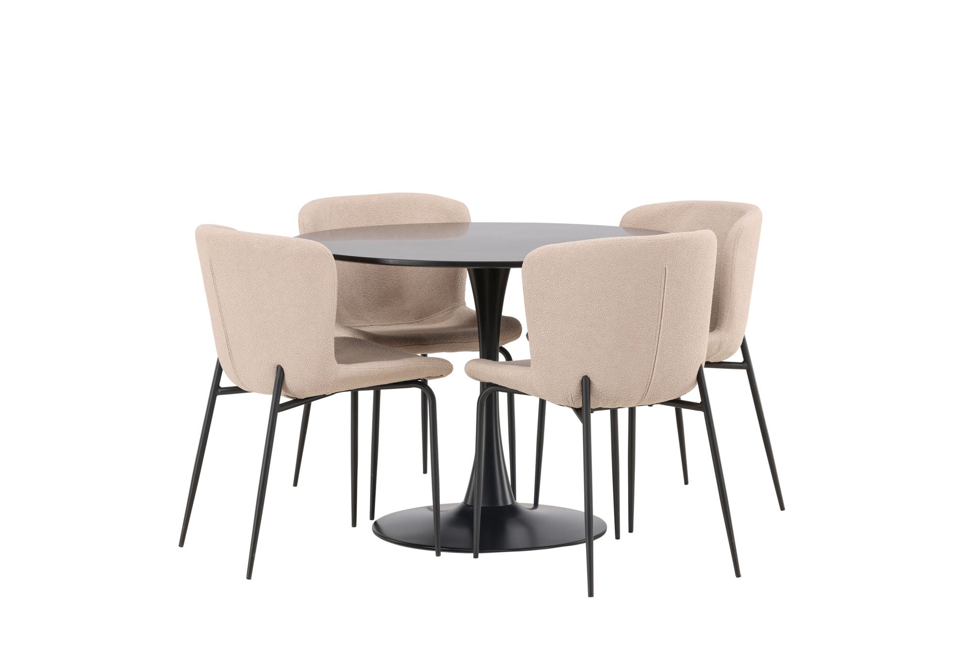 Venture Home Glade spisebord - Black / Black MDF +Modesto Spisebordsstol - Grey / Smoked Black Boucle _4