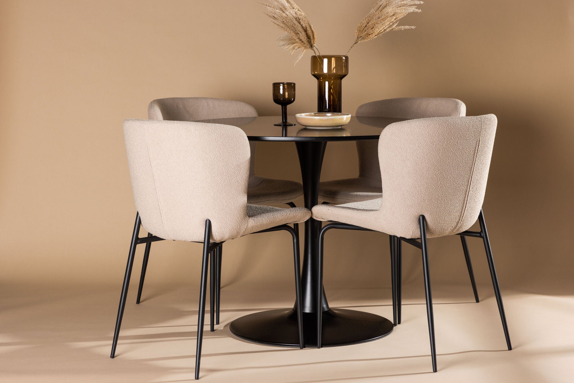 Venture Home Glade spisebord - Black / Black MDF +Modesto Spisebordsstol - Grey / Smoked Black Boucle _4