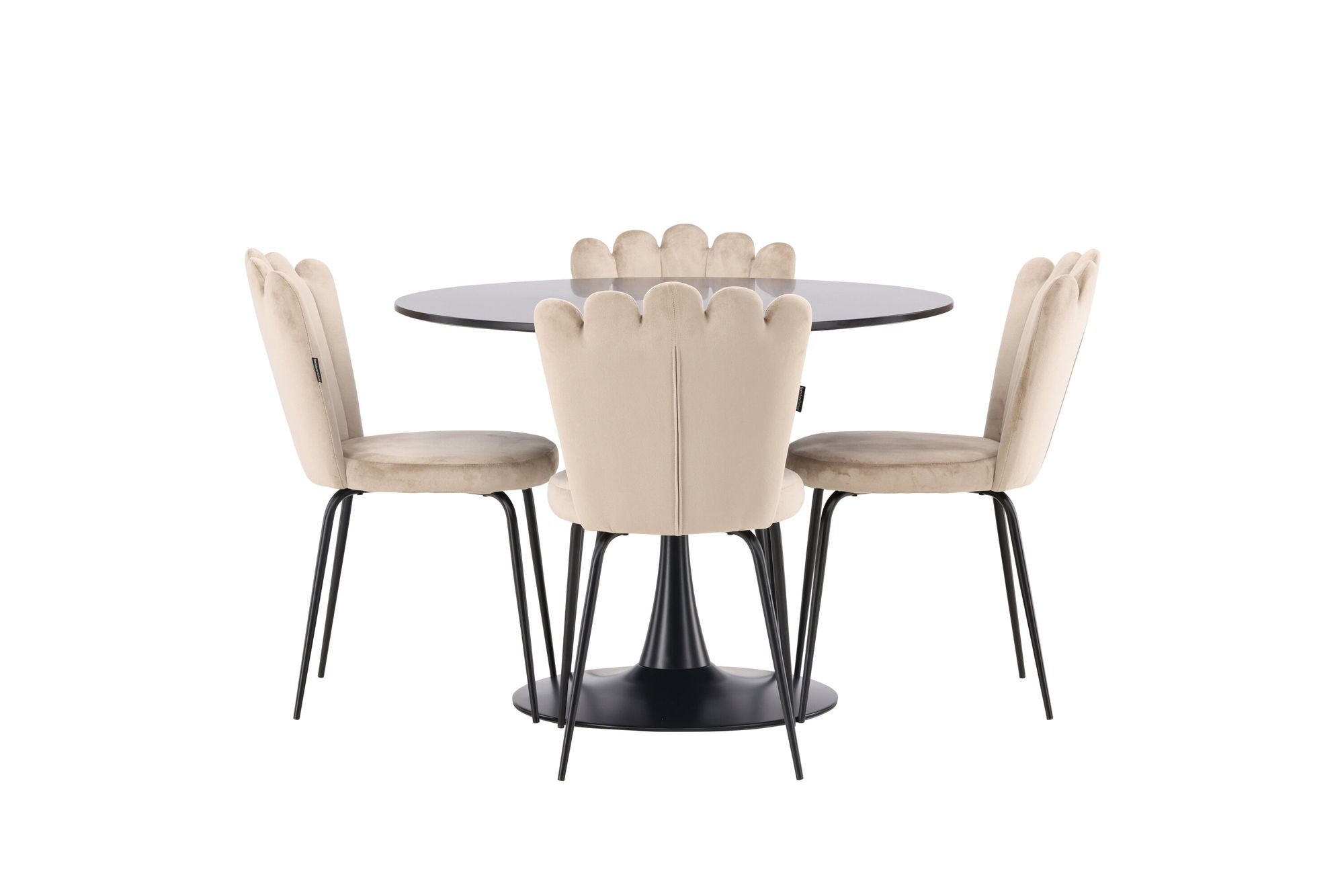 Venture Home Glade spisebord - Black / Black MDF +Limhamn Light stol - Black / Beige Velvet _4