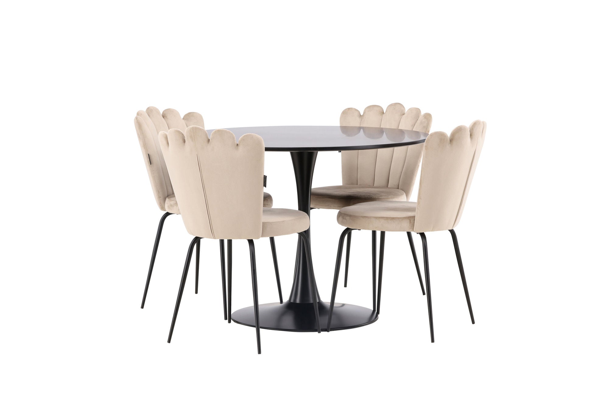 Venture Home Glade spisebord - Black / Black MDF +Limhamn Light stol - Black / Beige Velvet _4