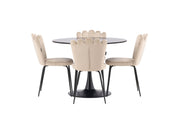 Venture Home Glade spisebord - Black / Black MDF +Limhamn Light stol - Black / Beige Velvet _4