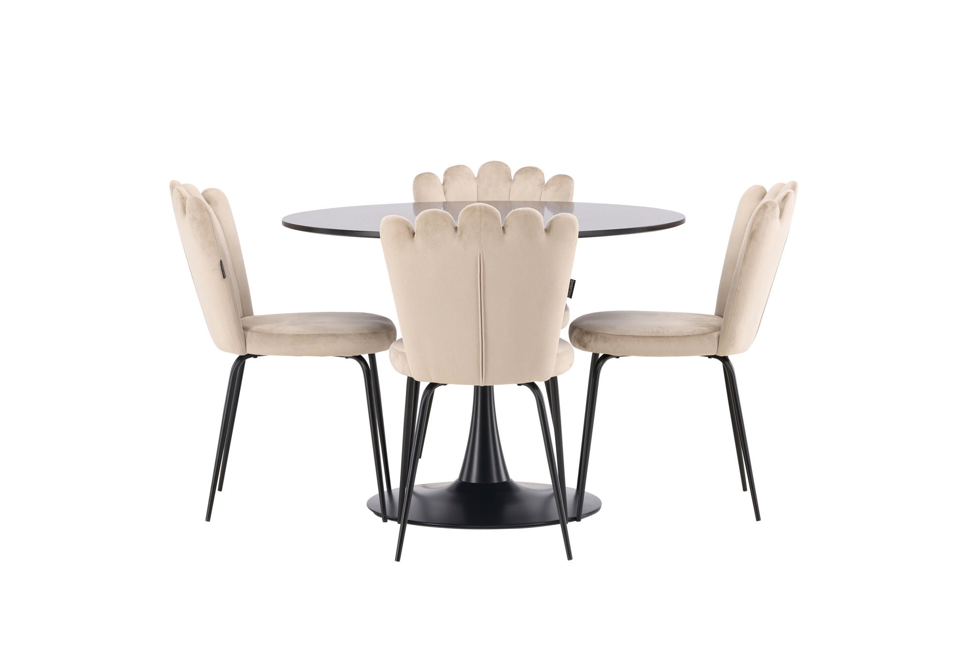 Venture Home Glade spisebord - Black / Black MDF +Limhamn Light stol - Black / Beige Velvet _4