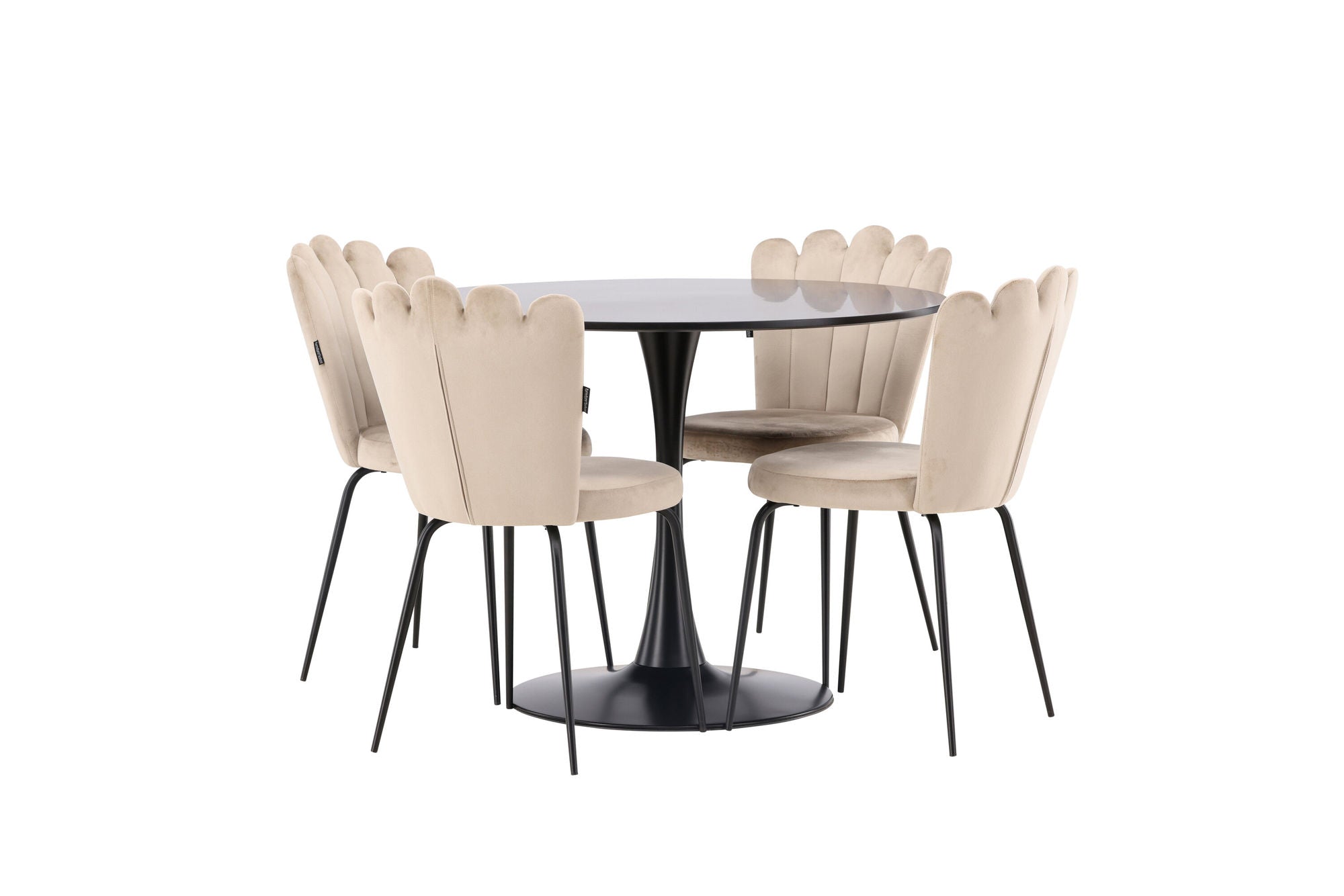 Venture Home Glade spisebord - Black / Black MDF +Limhamn Light stol - Black / Beige Velvet _4