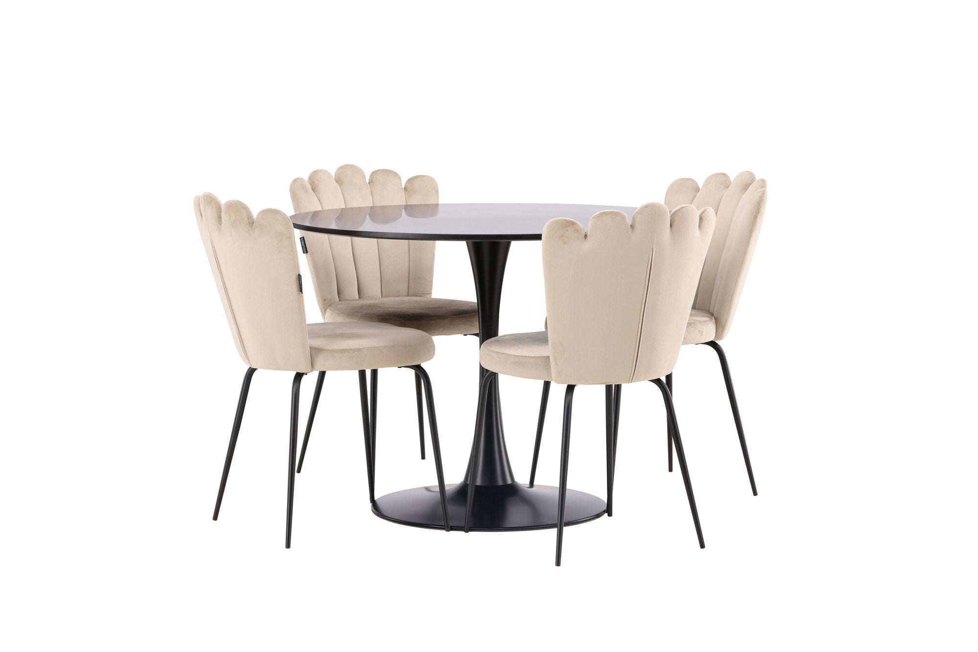 Venture Home Glade spisebord - Black / Black MDF +Limhamn Light stol - Black / Beige Velvet _4