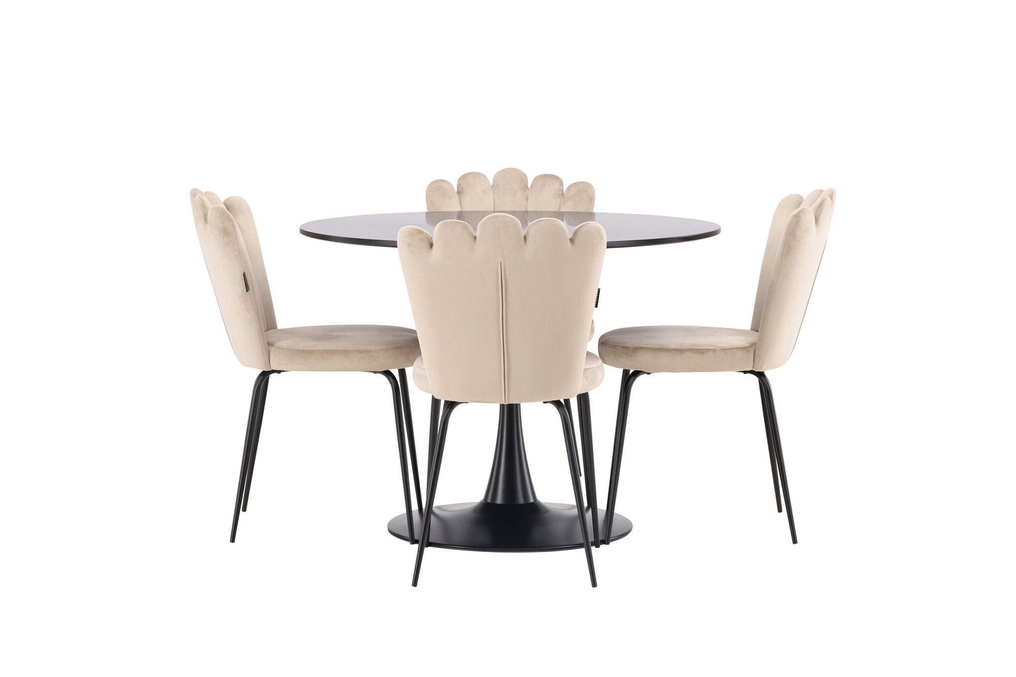 Venture Home Glade spisebord - Black / Black MDF +Limhamn Light stol - Black / Beige Velvet _4
