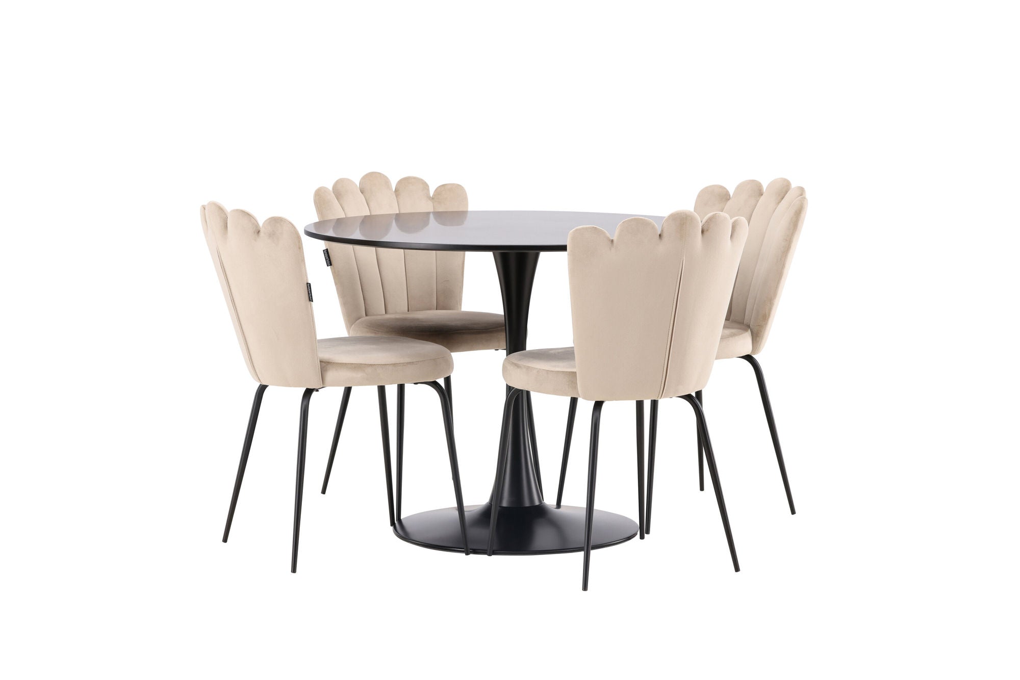 Venture Home Glade spisebord - Black / Black MDF +Limhamn Light stol - Black / Beige Velvet _4