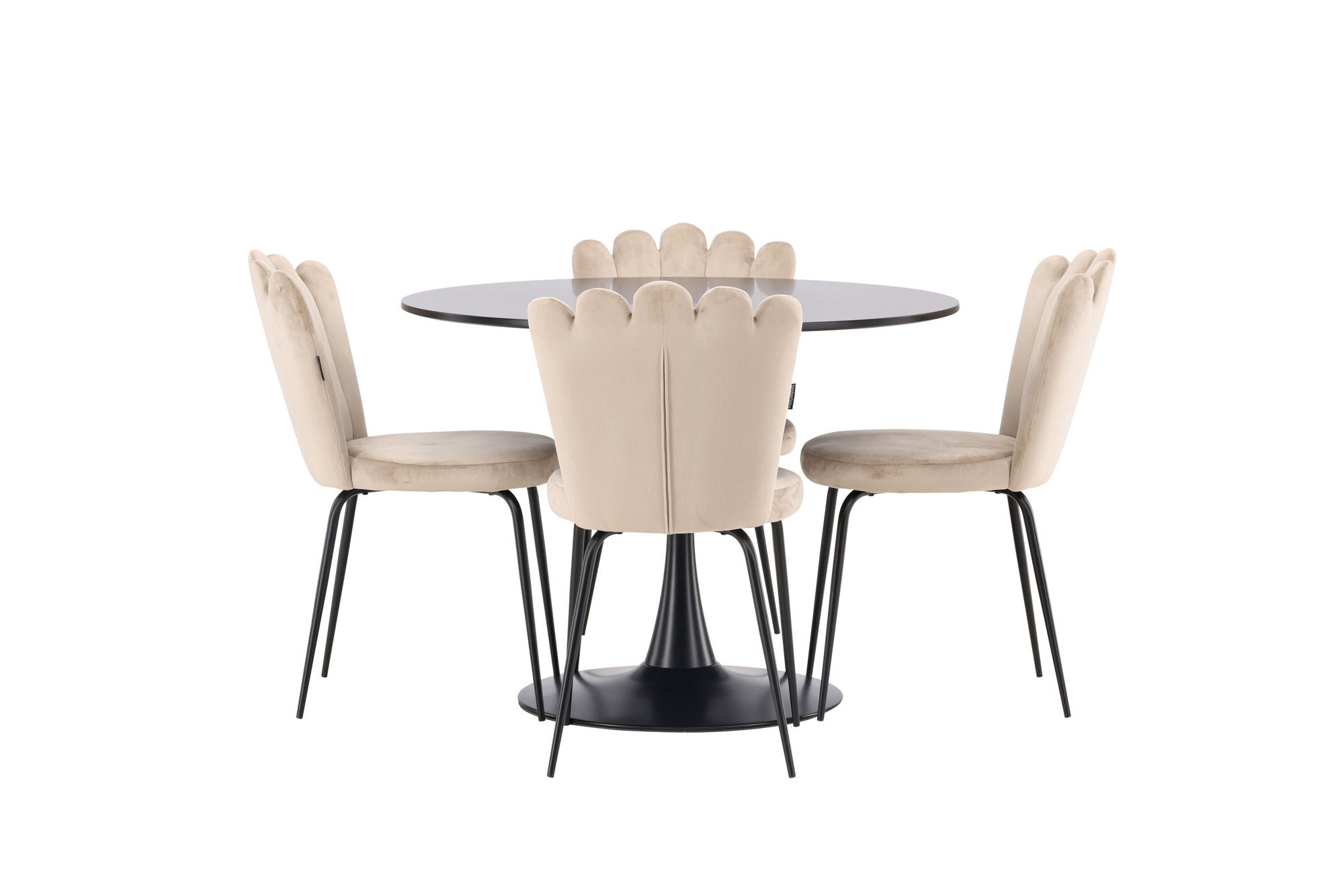 Venture Home Glade spisebord - Black / Black MDF +Limhamn Light stol - Black / Beige Velvet _4