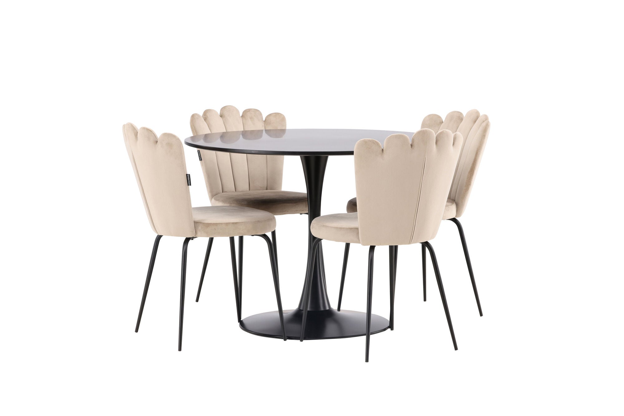 Venture Home Glade spisebord - Black / Black MDF +Limhamn Light stol - Black / Beige Velvet _4
