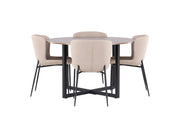 Venture Home Durango spisebord - Black / Walnut MDF +Modesto Spisebordsstol - Grey / Smoked Black Boucle _4