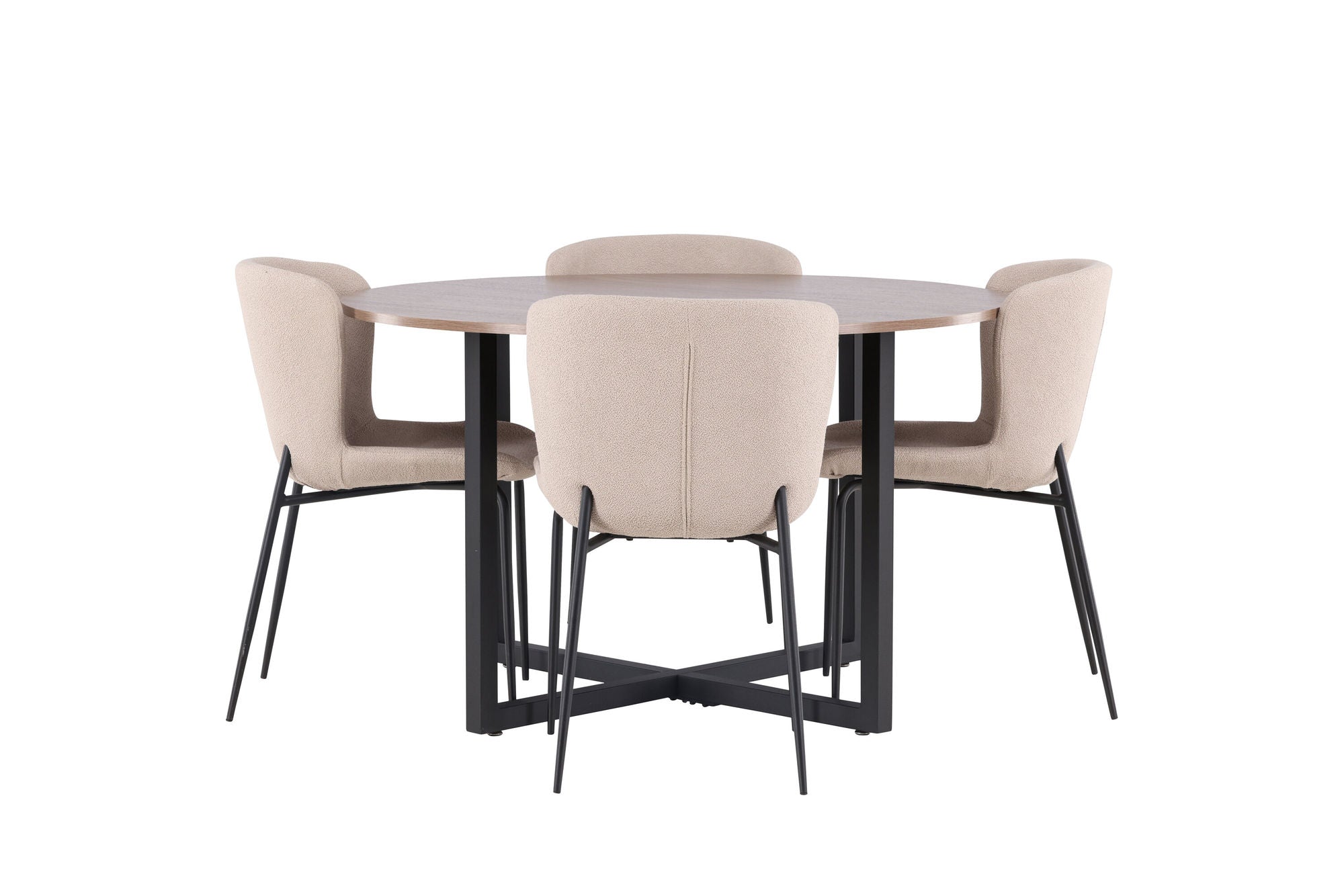 Venture Home Durango spisebord - Black / Walnut MDF +Modesto Spisebordsstol - Grey / Smoked Black Boucle _4