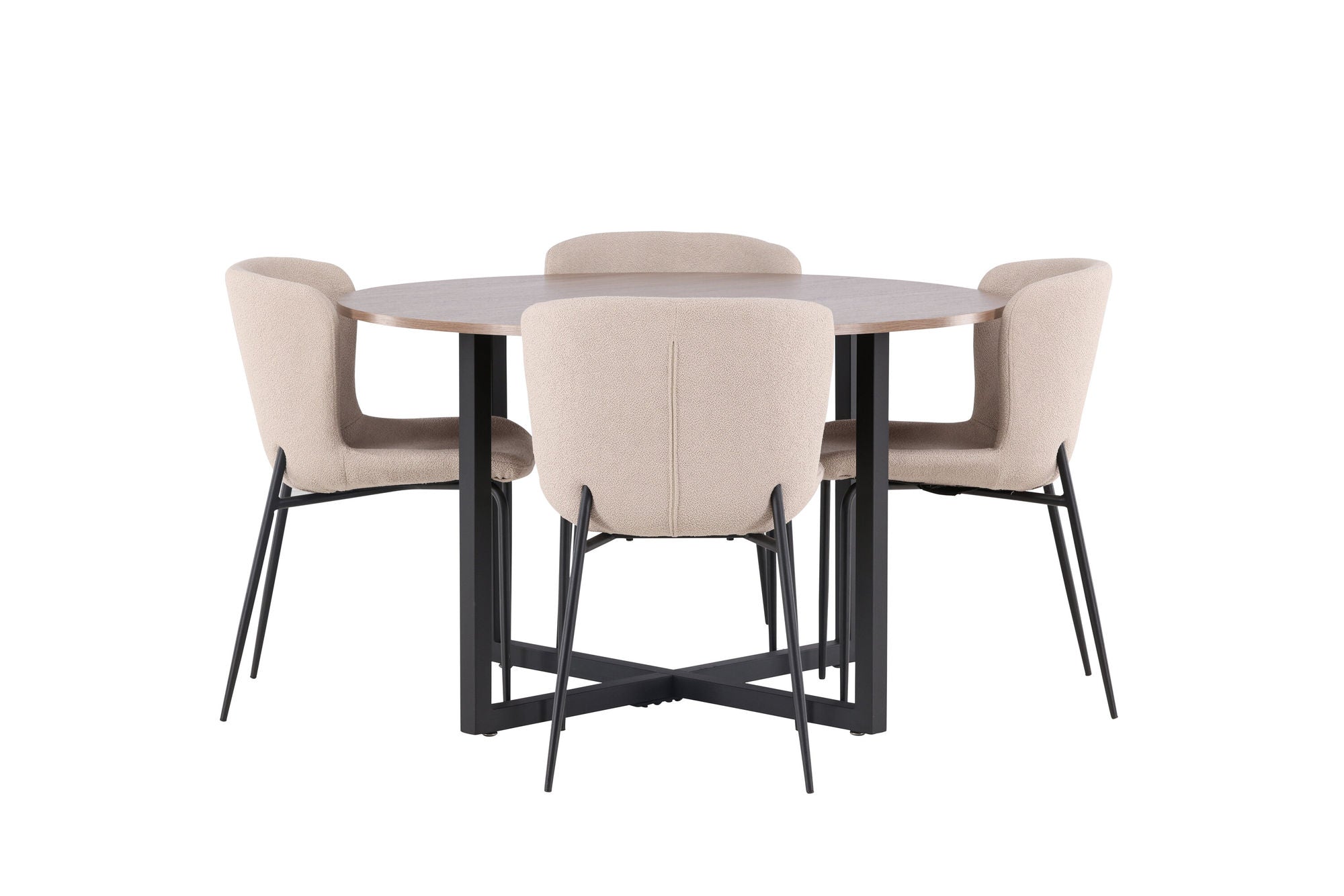 Venture Home Durango spisebord - Black / Walnut MDF +Modesto Spisebordsstol - Grey / Smoked Black Boucle _4