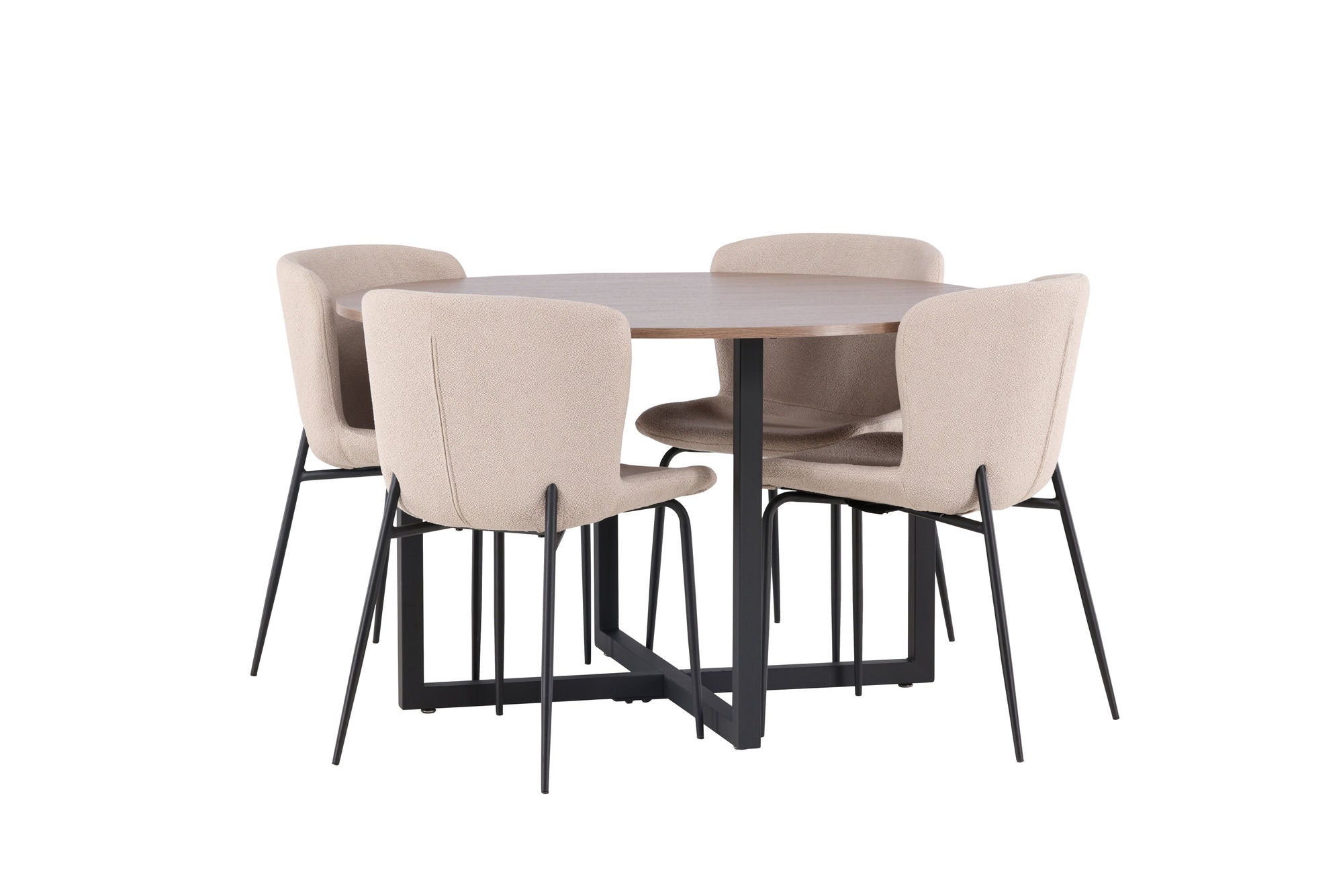 Venture Home Durango spisebord - Black / Walnut MDF +Modesto Spisebordsstol - Grey / Smoked Black Boucle _4