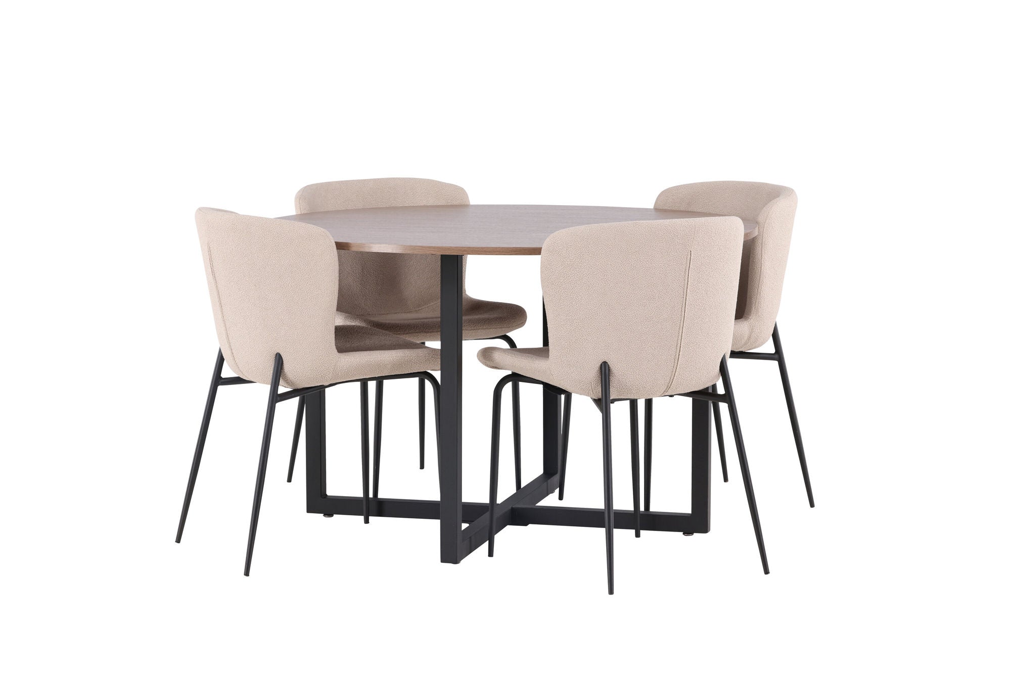 Venture Home Durango spisebord - Black / Walnut MDF +Modesto Spisebordsstol - Grey / Smoked Black Boucle _4