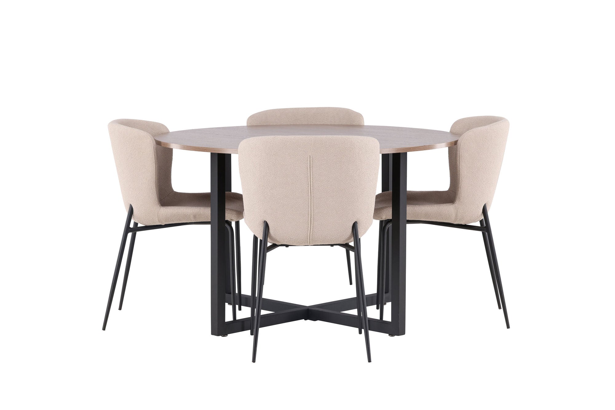 Venture Home Durango spisebord - Black / Walnut MDF +Modesto Spisebordsstol - Grey / Smoked Black Boucle _4