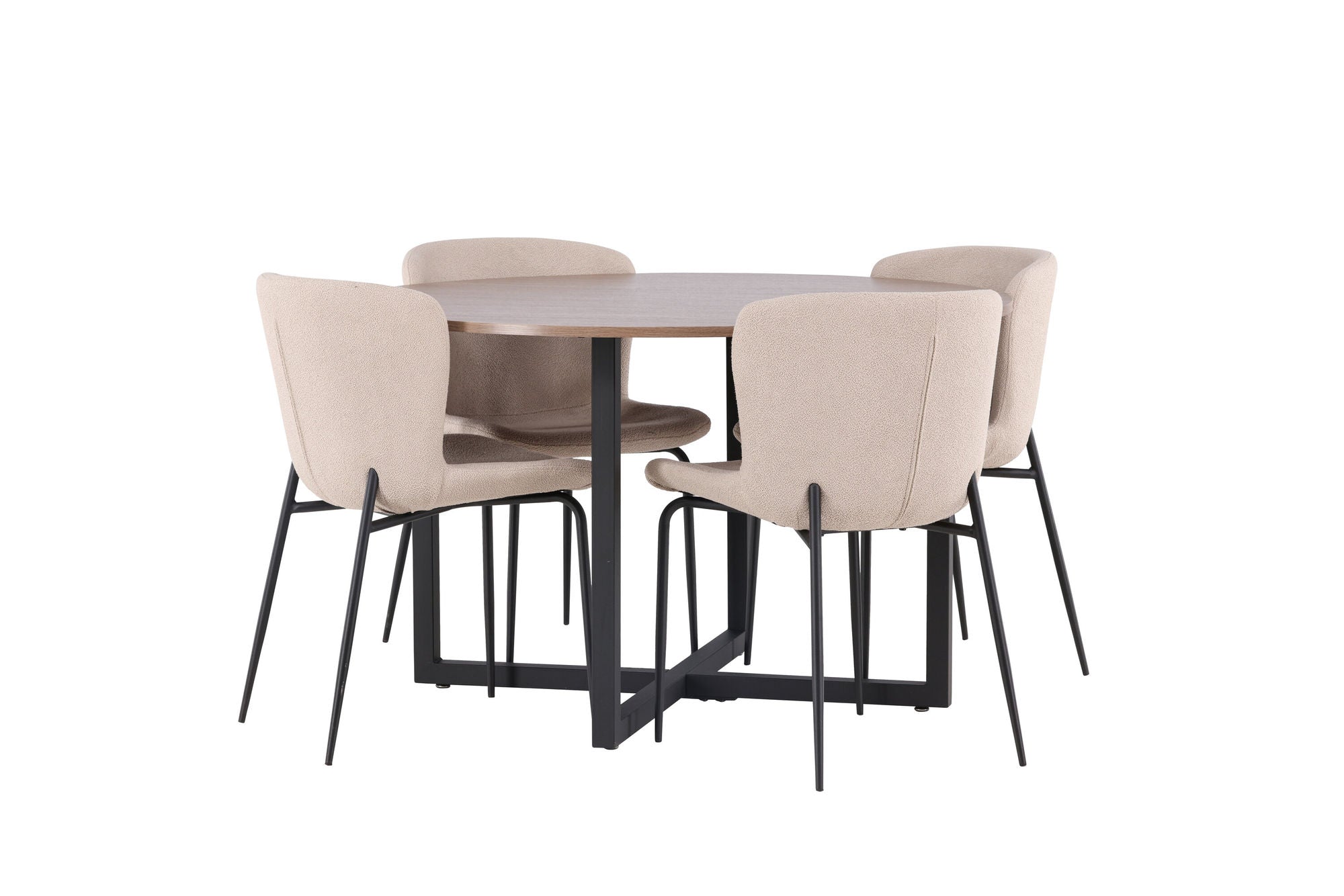 Venture Home Durango spisebord - Black / Walnut MDF +Modesto Spisebordsstol - Grey / Smoked Black Boucle _4