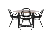 Venture Home Durango spisebord - Black / Walnut MDF +Dyrön Spisebordsstol - Black Polypropylene _4