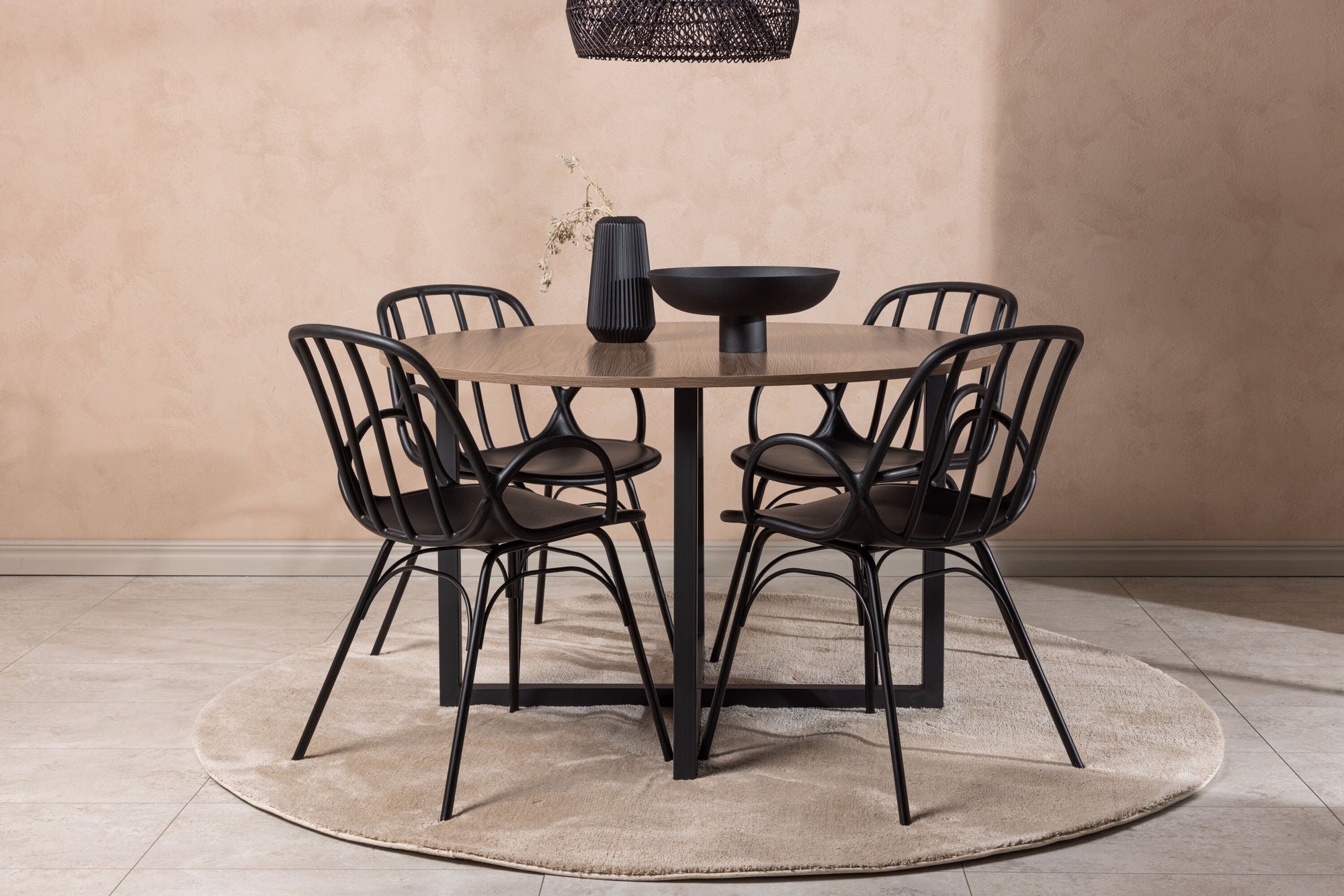 Venture Home Durango spisebord - Black / Walnut MDF +Dyrön Spisebordsstol - Black Polypropylene _4