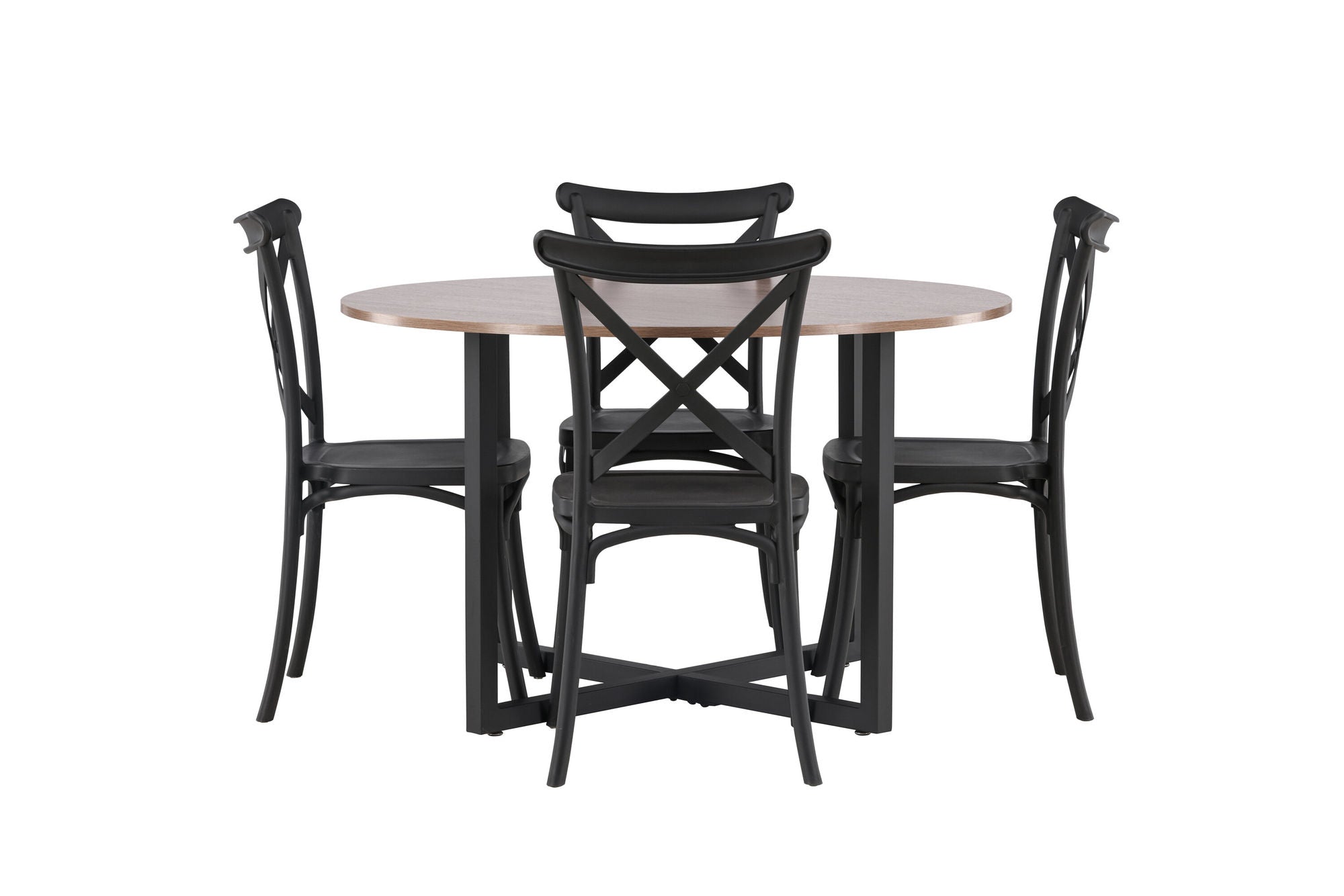 Venture Home Durango spisebord - Black / Walnut MDF +Crosett Spisebordsstol - Matte Black / Matte Black Plastic _4