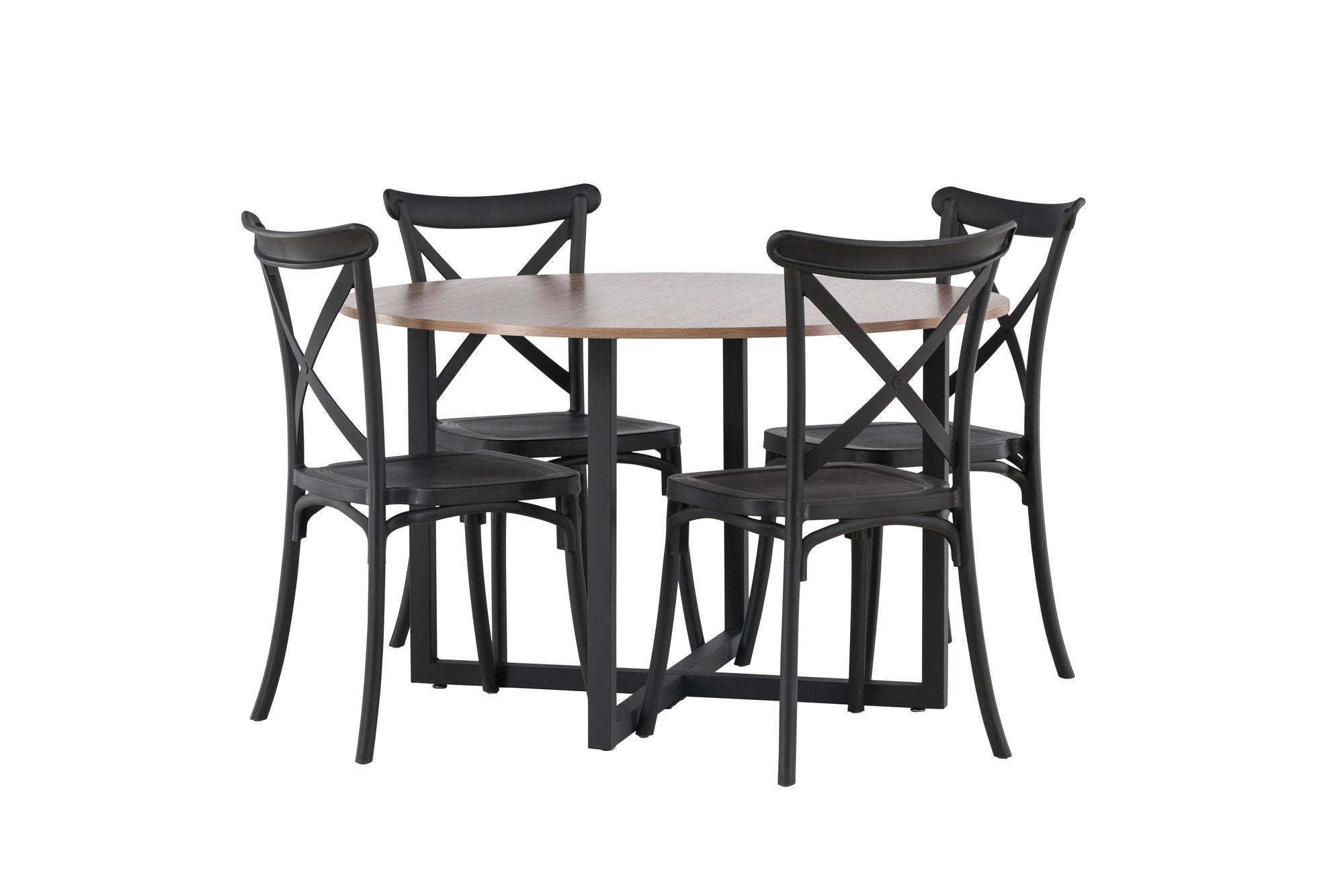 Venture Home Durango spisebord - Black / Walnut MDF +Crosett Spisebordsstol - Matte Black / Matte Black Plastic _4