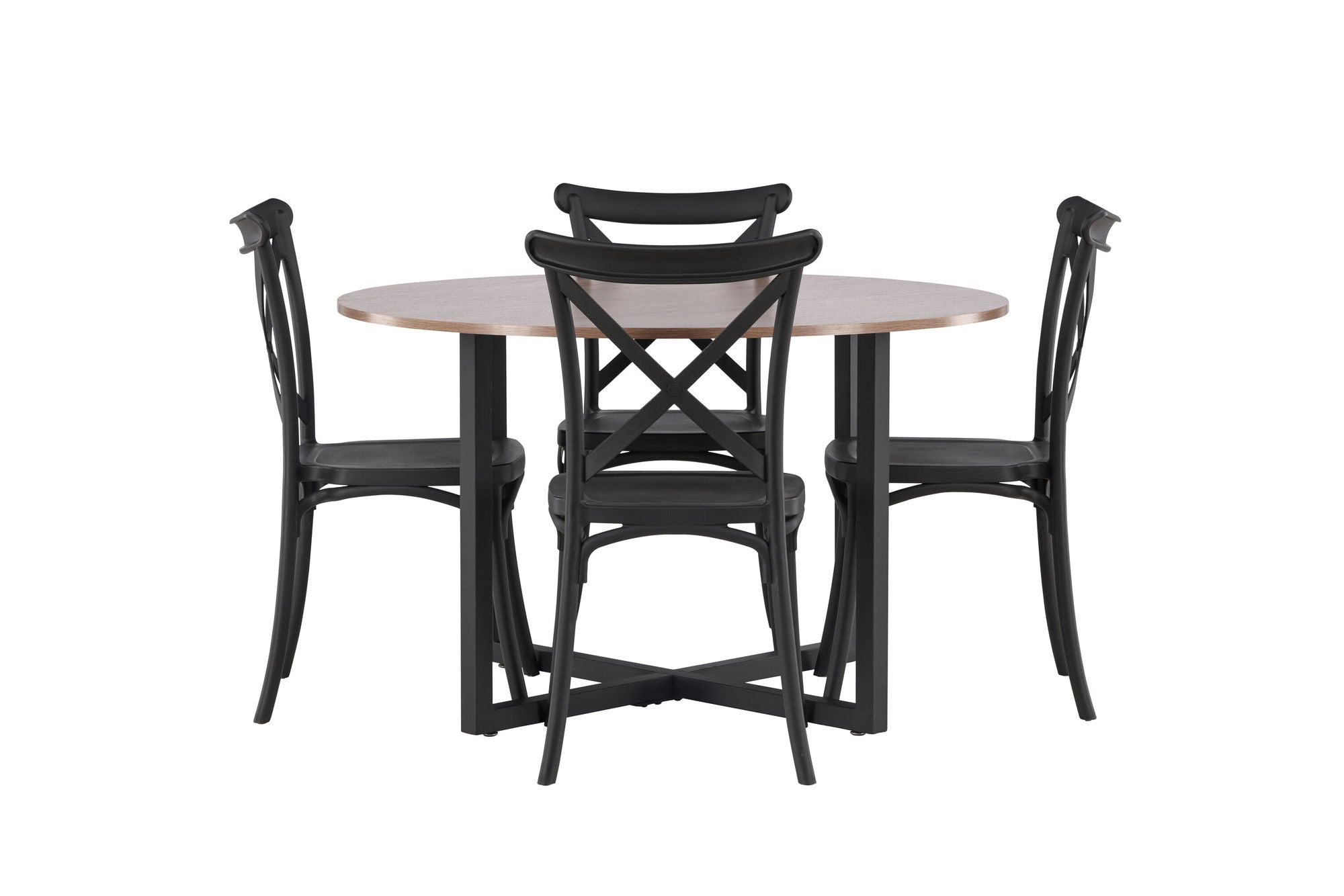 Venture Home Durango spisebord - Black / Walnut MDF +Crosett Spisebordsstol - Matte Black / Matte Black Plastic _4