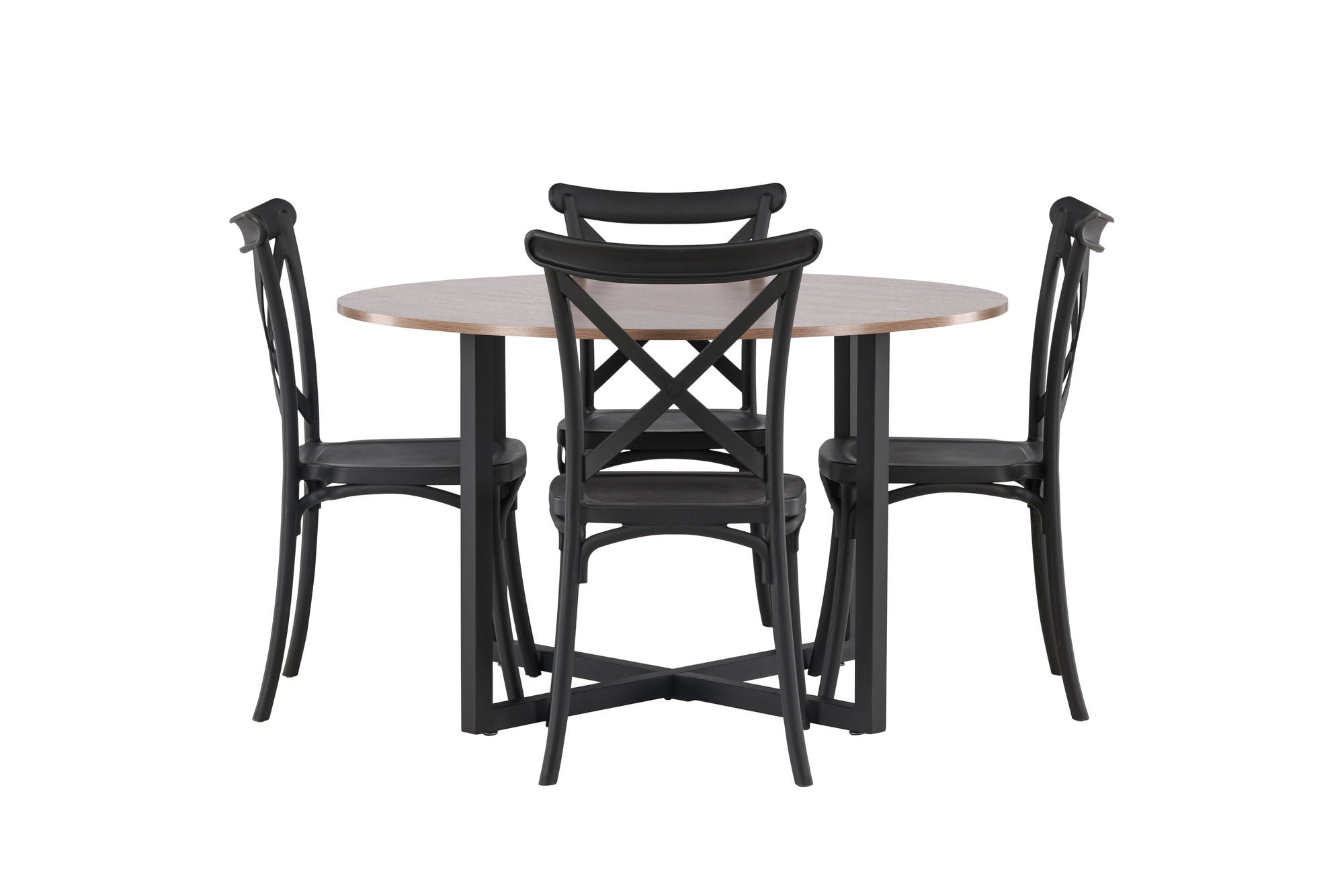 Venture Home Durango spisebord - Black / Walnut MDF +Crosett Spisebordsstol - Matte Black / Matte Black Plastic _4