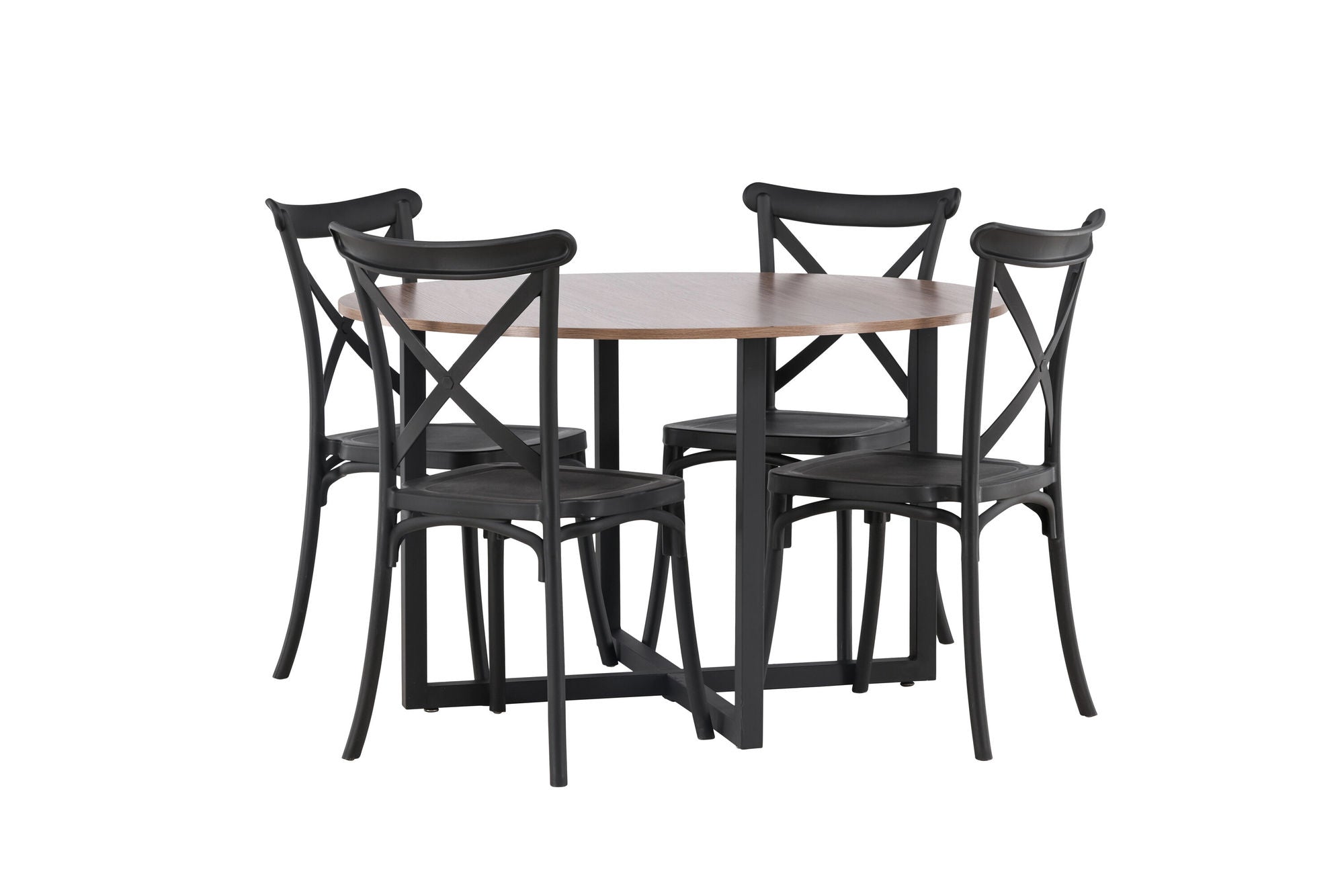 Venture Home Durango spisebord - Black / Walnut MDF +Crosett Spisebordsstol - Matte Black / Matte Black Plastic _4