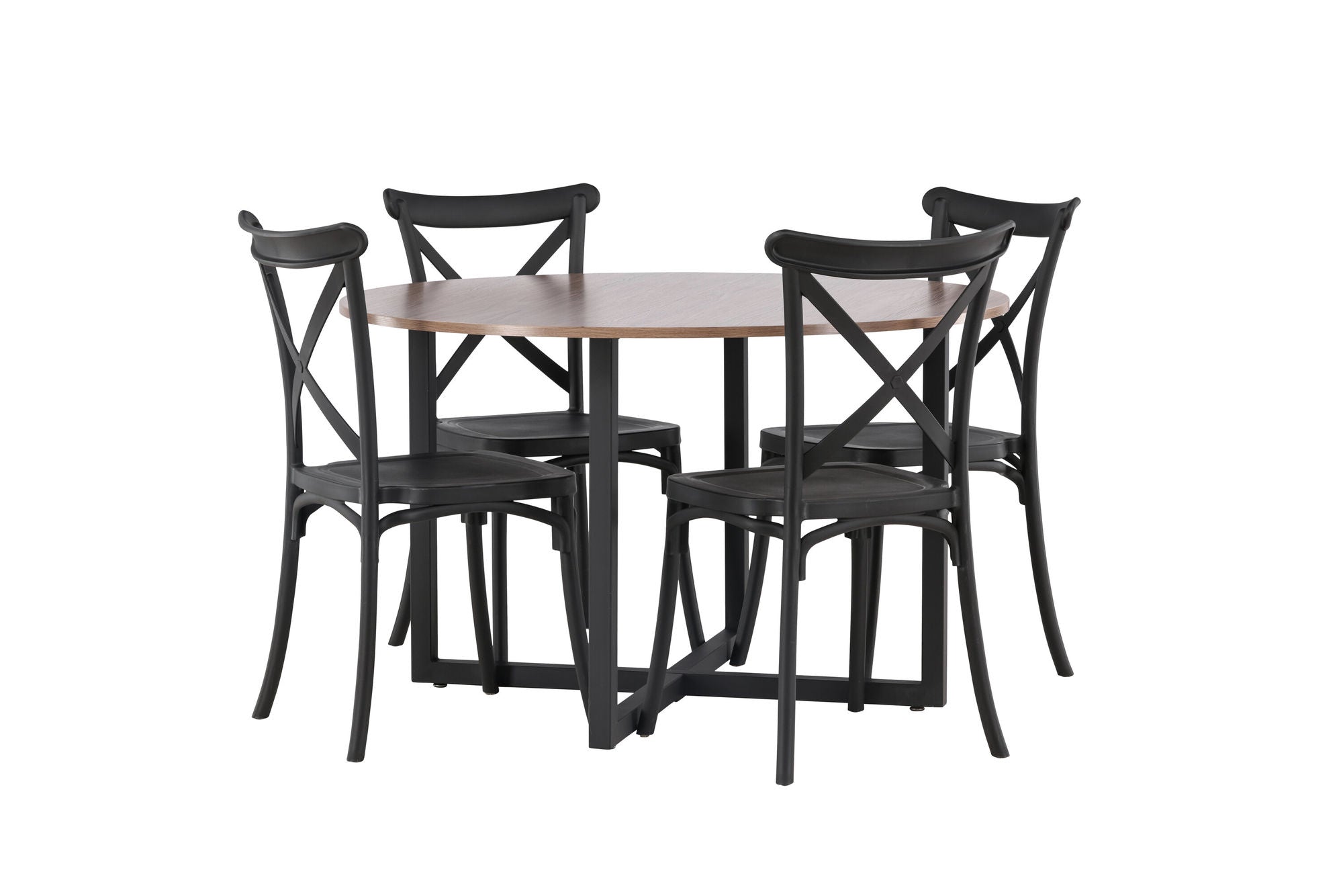 Venture Home Durango spisebord - Black / Walnut MDF +Crosett Spisebordsstol - Matte Black / Matte Black Plastic _4