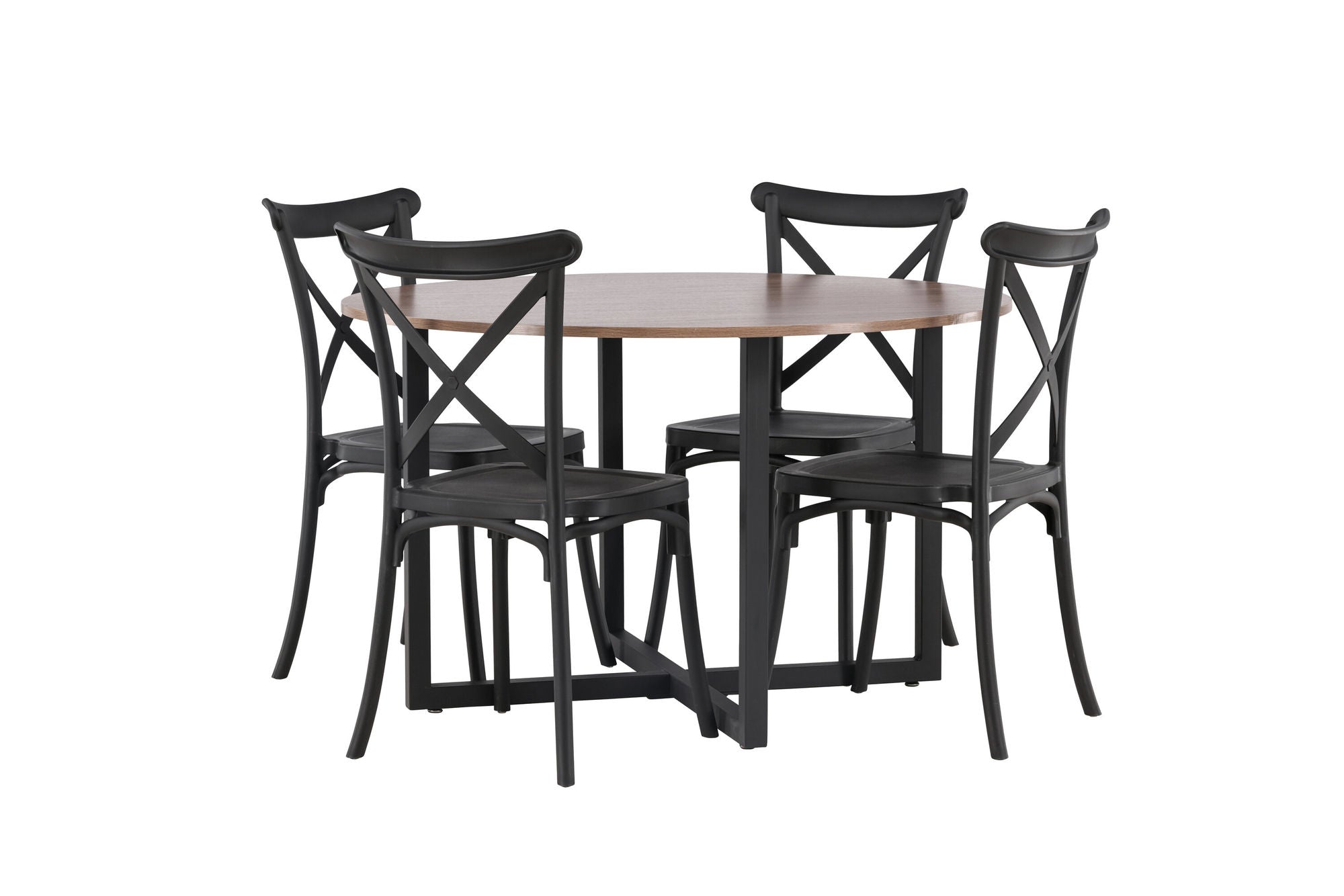 Venture Home Durango spisebord - Black / Walnut MDF +Crosett Spisebordsstol - Matte Black / Matte Black Plastic _4