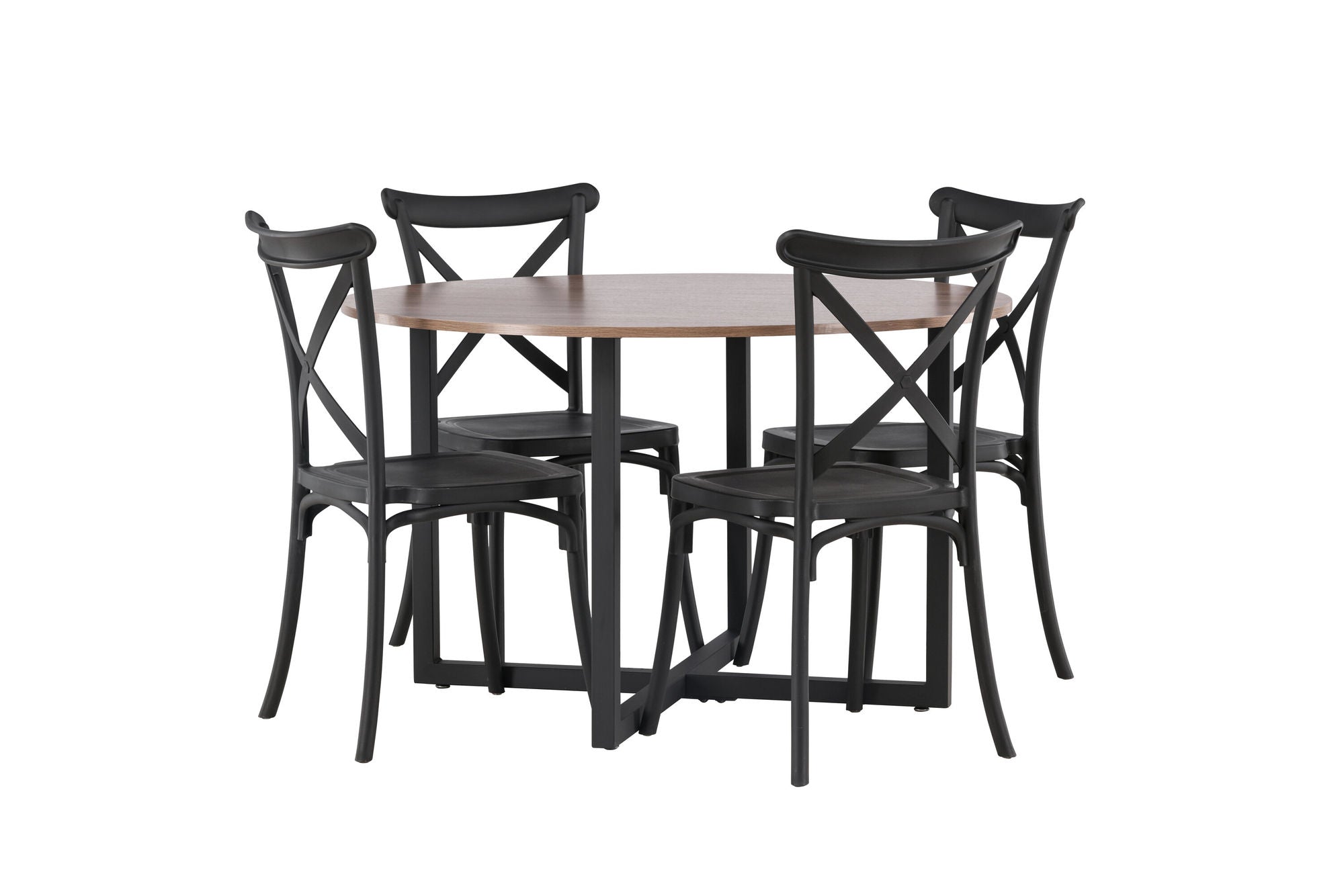 Venture Home Durango spisebord - Black / Walnut MDF +Crosett Spisebordsstol - Matte Black / Matte Black Plastic _4