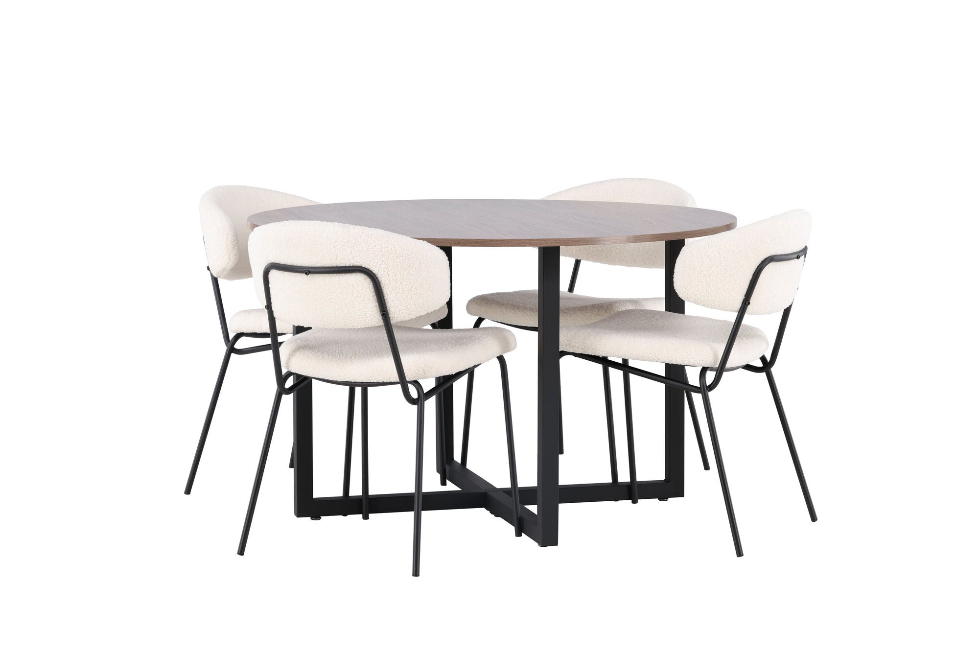 Venture Home Durango spisebord - Black / Walnut MDF +Chico Spisebordsstol - Black / White Boucle _4