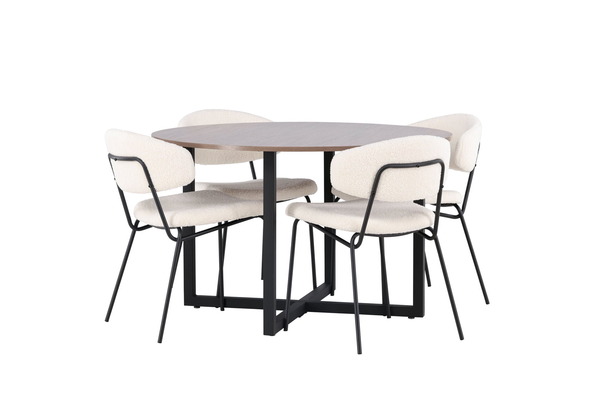 Venture Home Durango spisebord - Black / Walnut MDF +Chico Spisebordsstol - Black / White Boucle _4