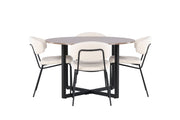 Venture Home Durango spisebord - Black / Walnut MDF +Chico Spisebordsstol - Black / White Boucle _4