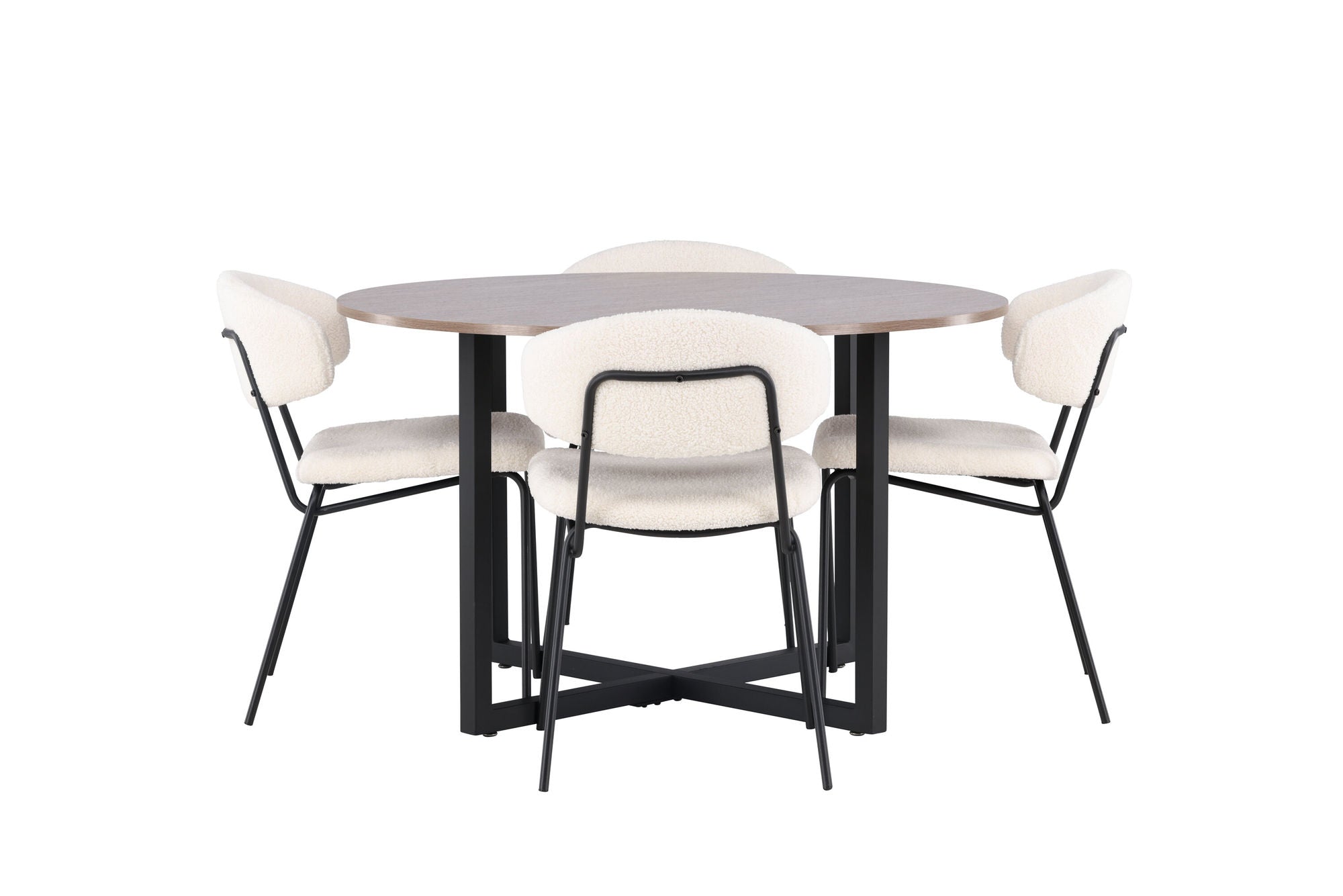 Venture Home Durango spisebord - Black / Walnut MDF +Chico Spisebordsstol - Black / White Boucle _4