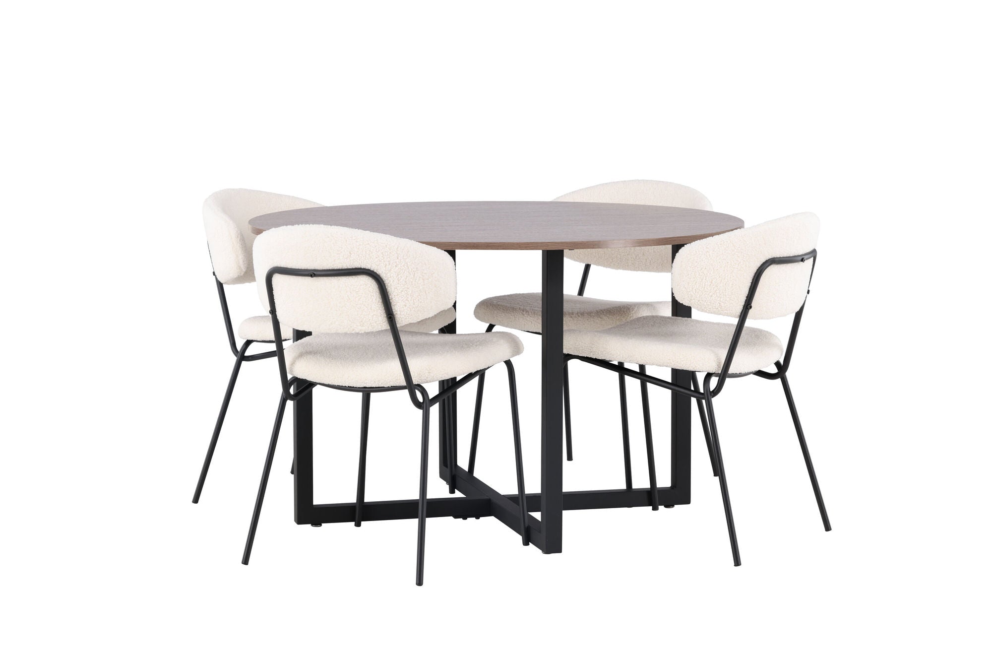 Venture Home Durango spisebord - Black / Walnut MDF +Chico Spisebordsstol - Black / White Boucle _4