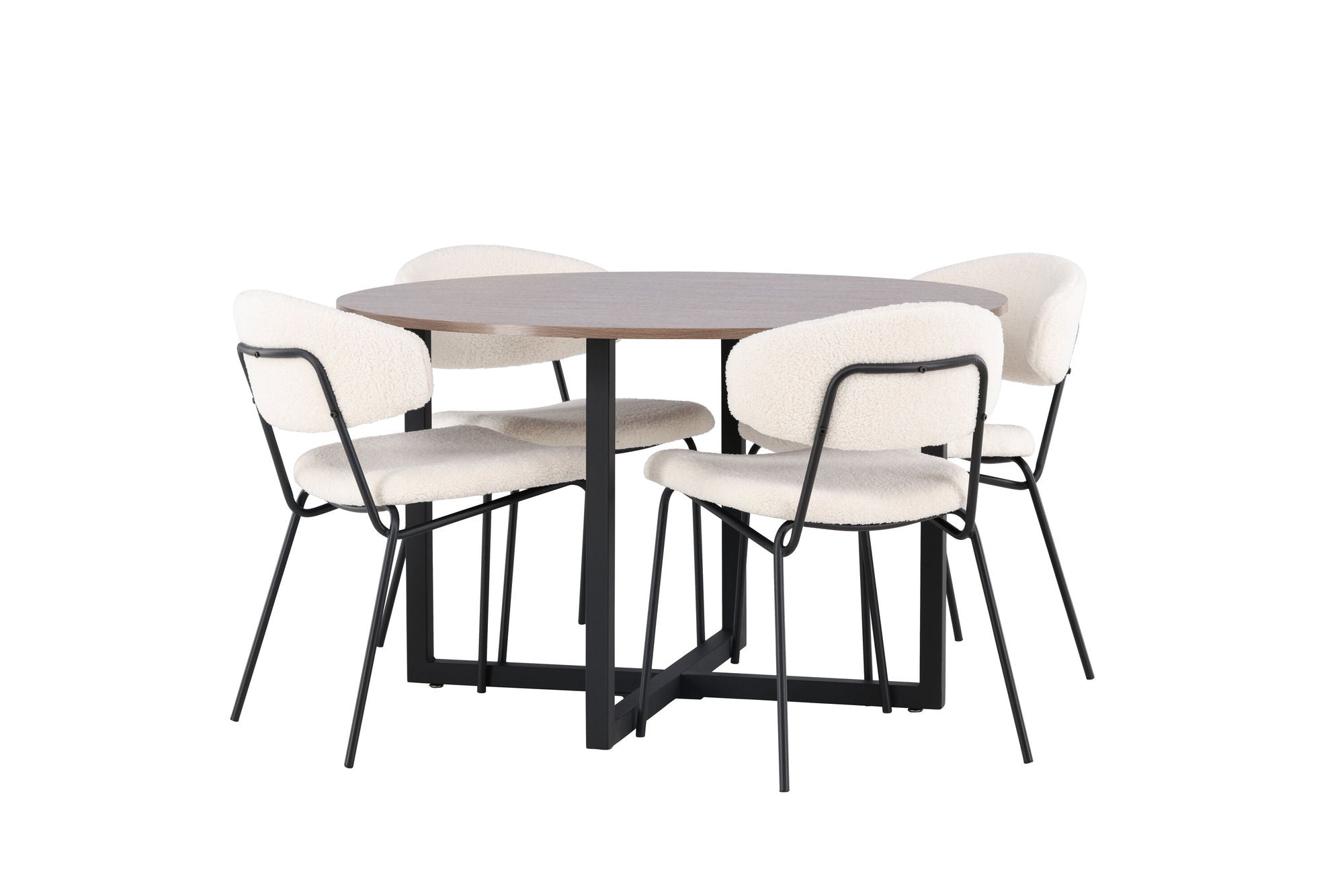 Venture Home Durango spisebord - Black / Walnut MDF +Chico Spisebordsstol - Black / White Boucle _4