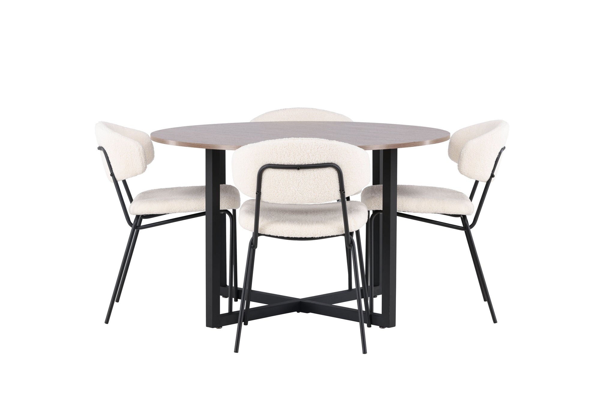 Venture Home Durango spisebord - Black / Walnut MDF +Chico Spisebordsstol - Black / White Boucle _4