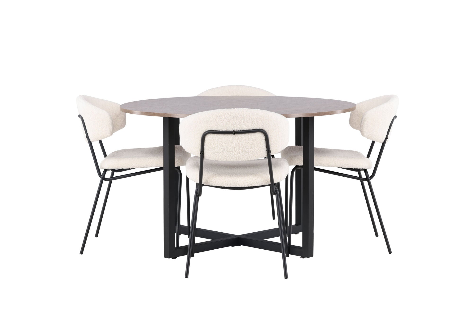 Venture Home Durango spisebord - Black / Walnut MDF +Chico Spisebordsstol - Black / White Boucle _4