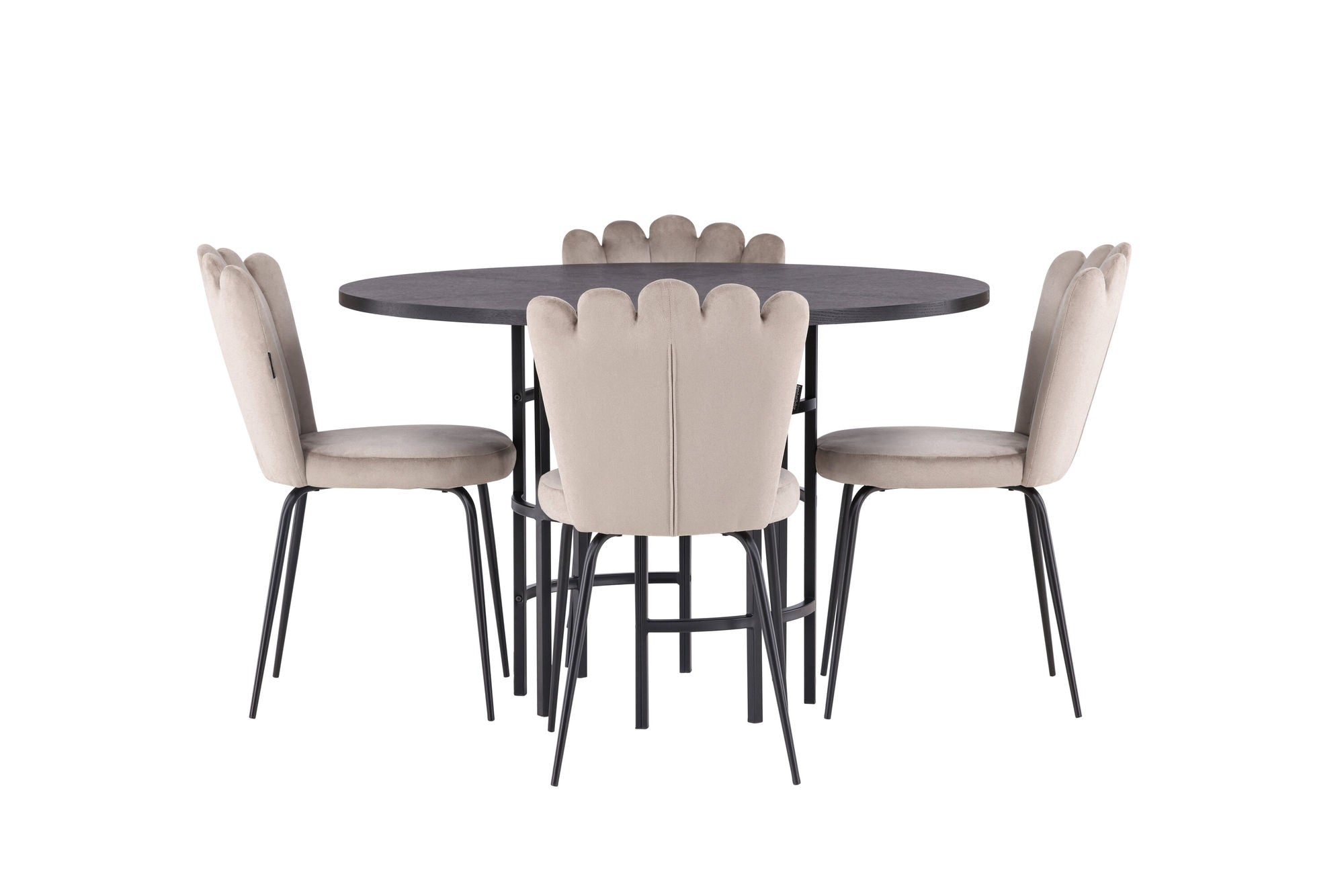 Venture Home Copenhagen spisebord - Black / Black Veneer +Limhamn Light stol - Black / Beige Velvet _4