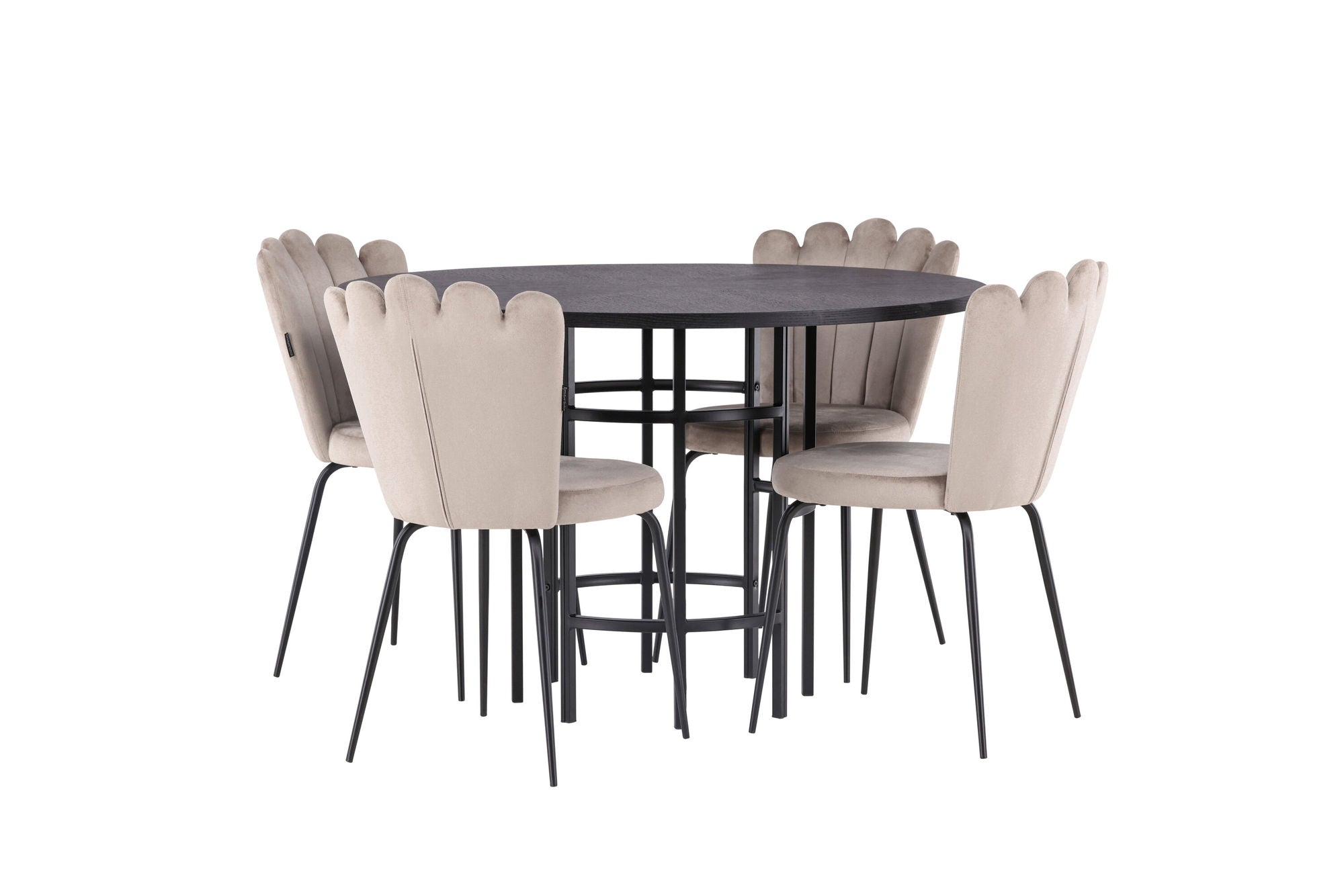 Venture Home Copenhagen spisebord - Black / Black Veneer +Limhamn Light stol - Black / Beige Velvet _4