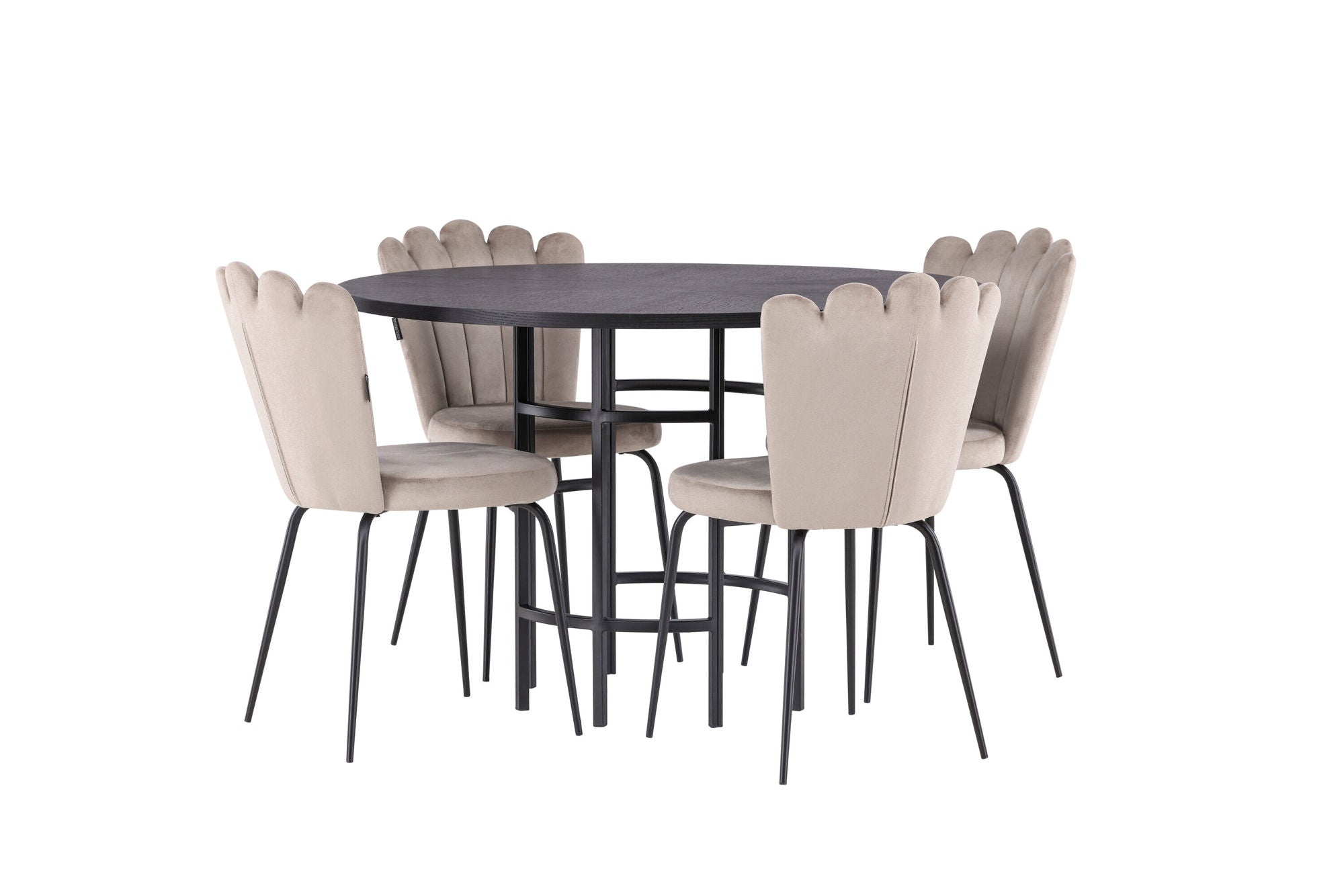 Venture Home Copenhagen spisebord - Black / Black Veneer +Limhamn Light stol - Black / Beige Velvet _4