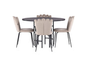 Venture Home Copenhagen spisebord - Black / Black Veneer +Limhamn Light stol - Black / Beige Velvet _4