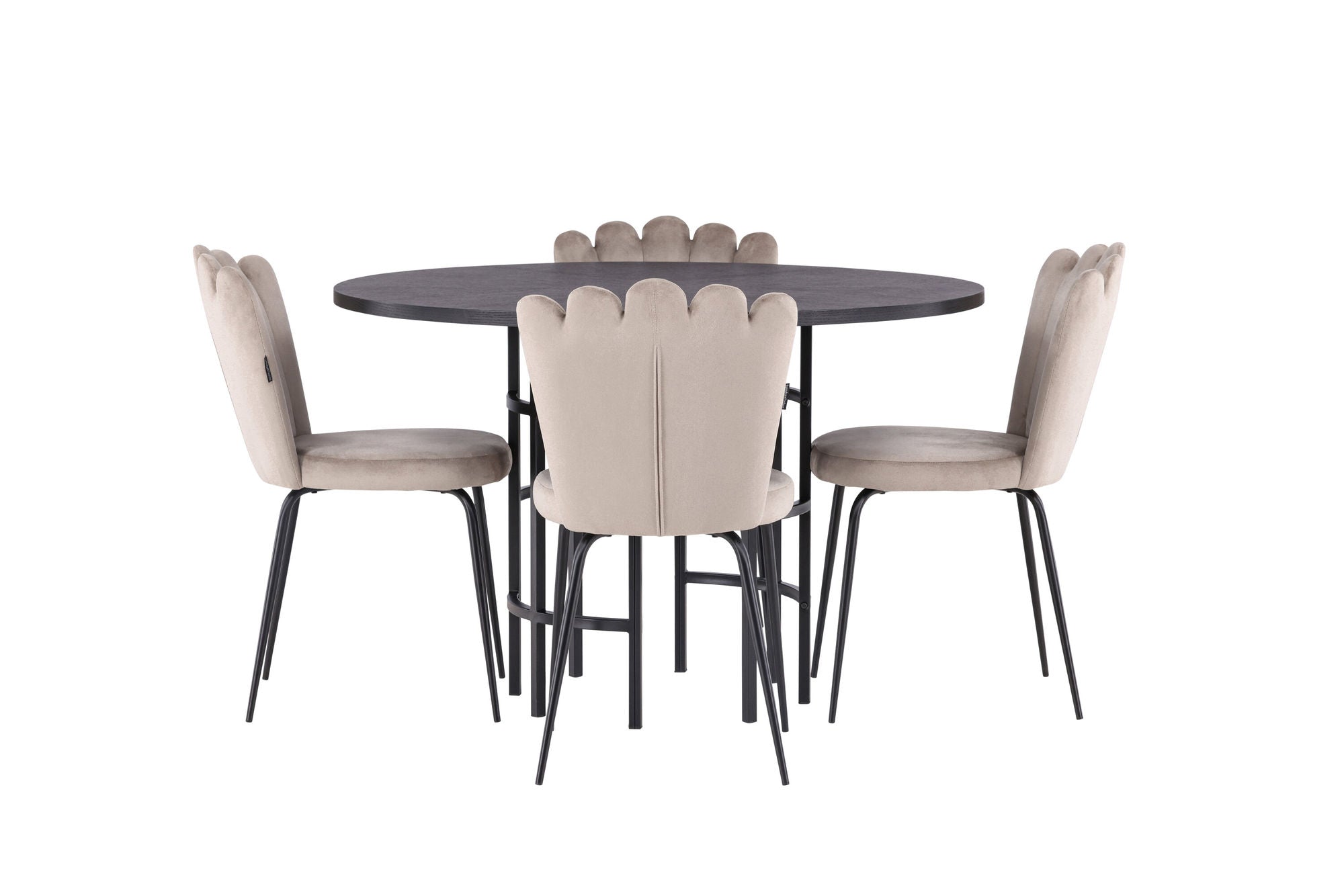 Venture Home Copenhagen spisebord - Black / Black Veneer +Limhamn Light stol - Black / Beige Velvet _4