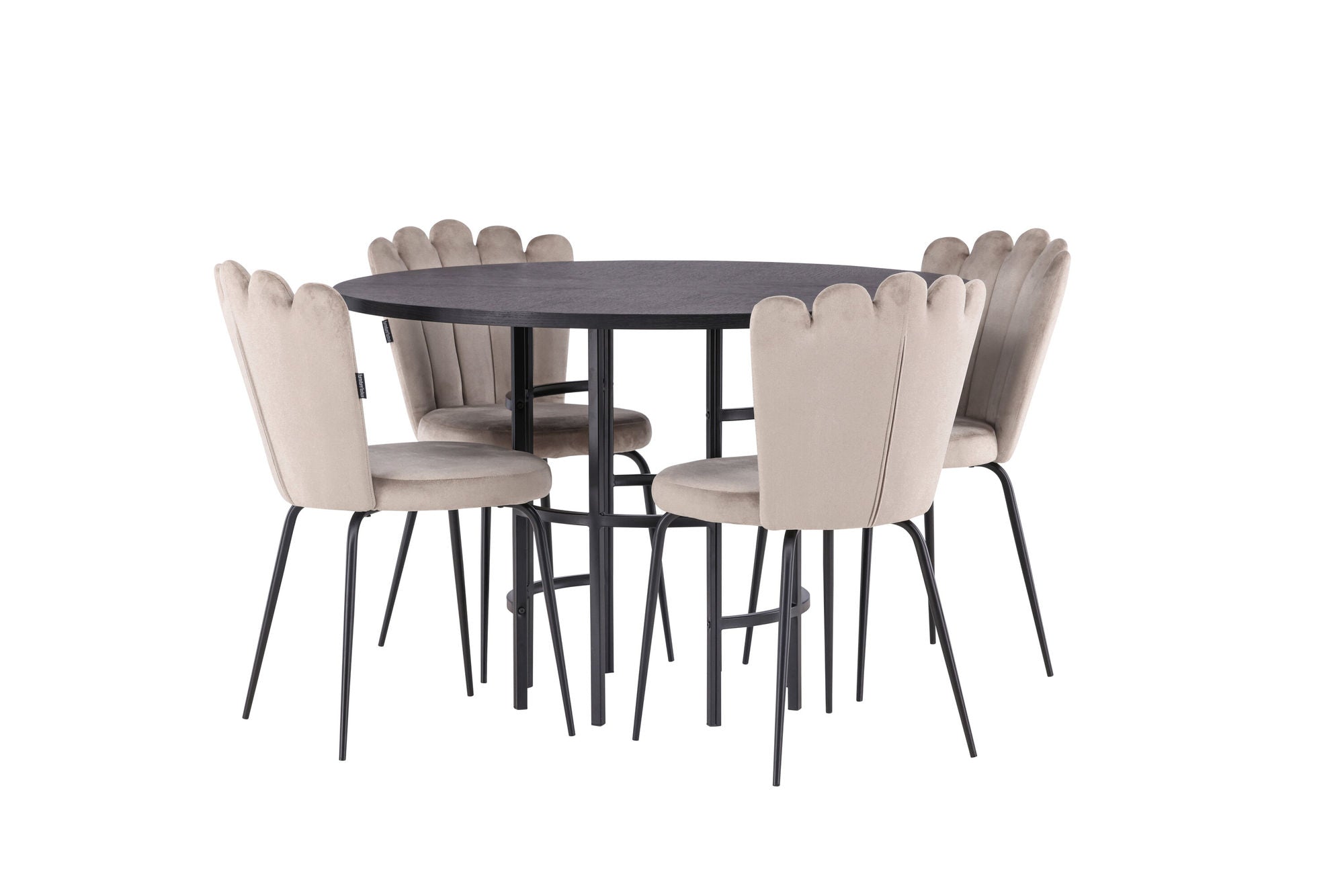 Venture Home Copenhagen spisebord - Black / Black Veneer +Limhamn Light stol - Black / Beige Velvet _4