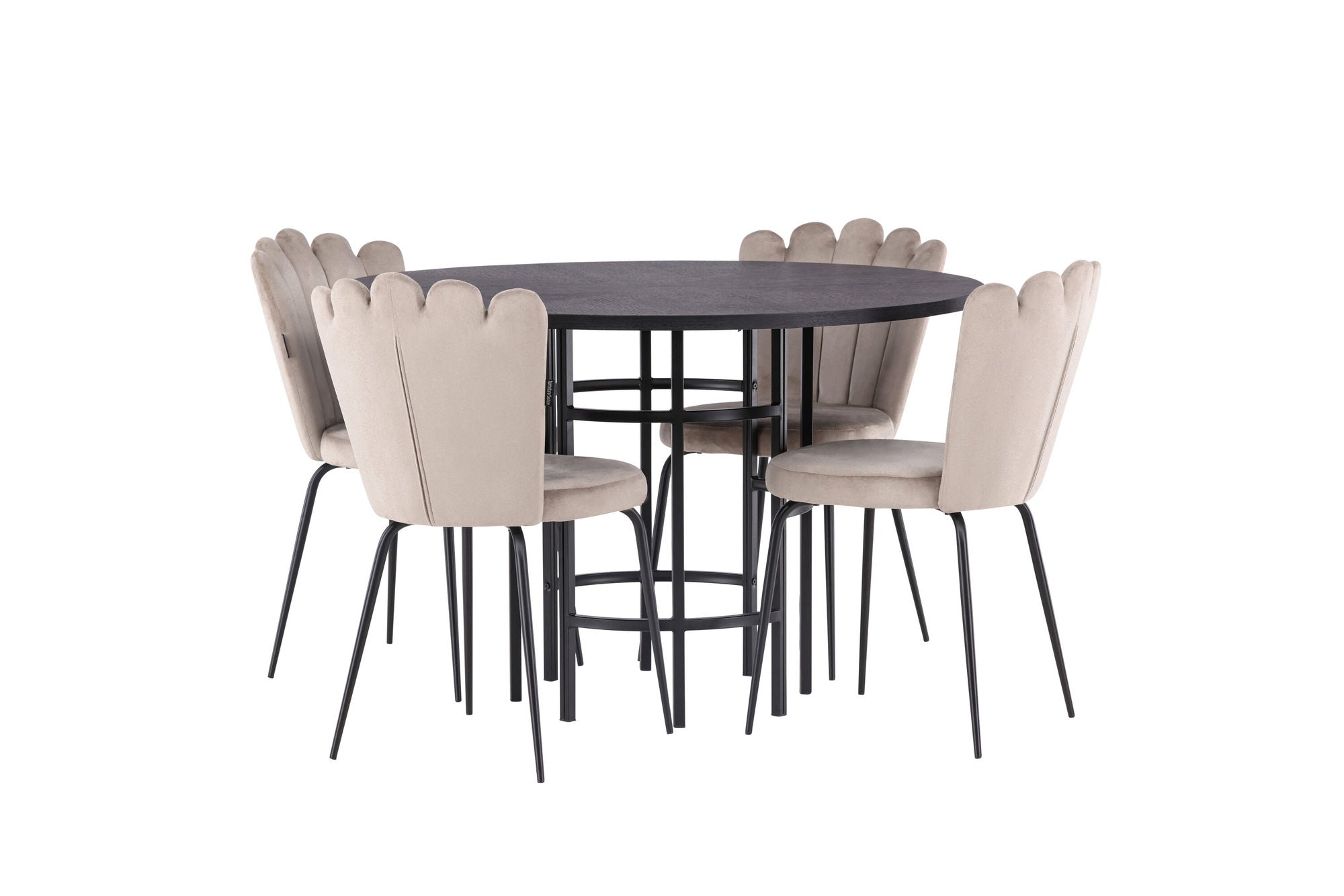 Venture Home Copenhagen spisebord - Black / Black Veneer +Limhamn Light stol - Black / Beige Velvet _4