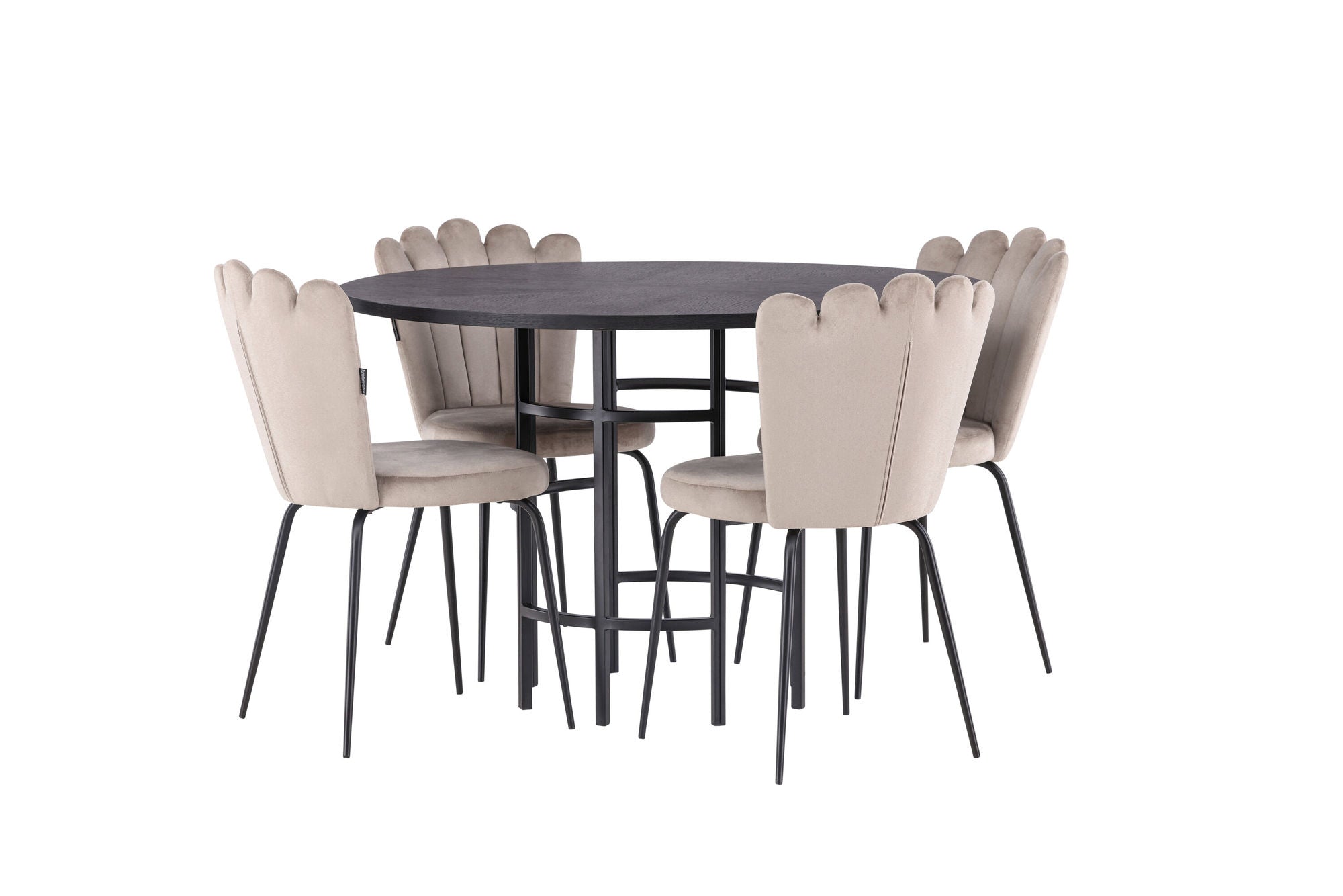 Venture Home Copenhagen spisebord - Black / Black Veneer +Limhamn Light stol - Black / Beige Velvet _4