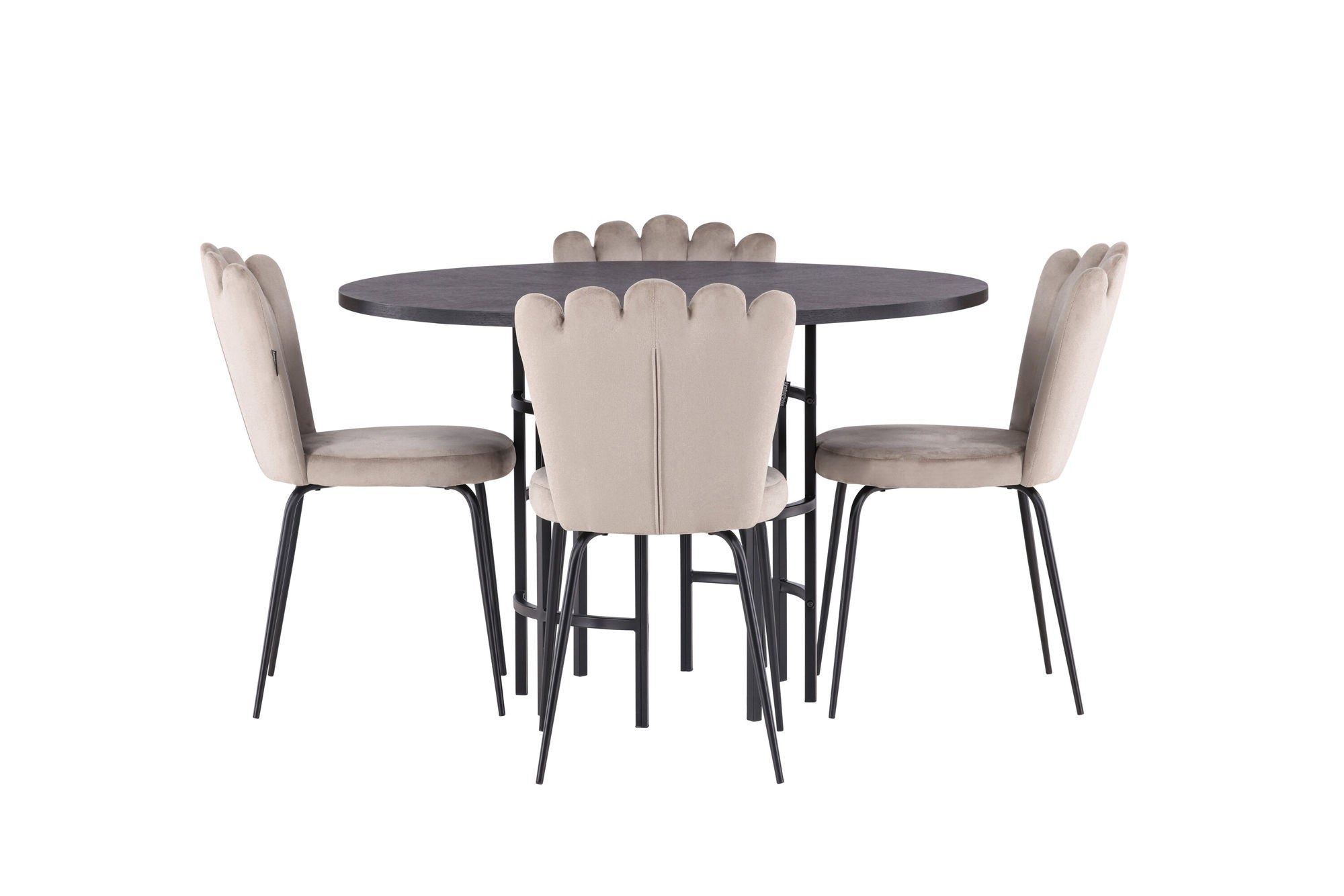 Venture Home Copenhagen spisebord - Black / Black Veneer +Limhamn Light stol - Black / Beige Velvet _4