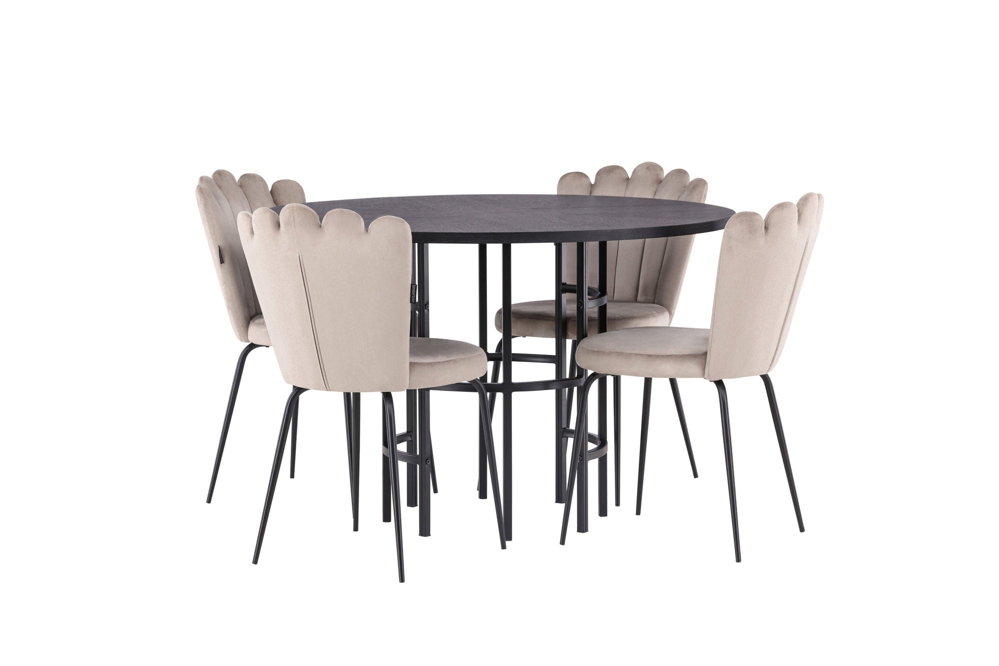 Venture Home Copenhagen spisebord - Black / Black Veneer +Limhamn Light stol - Black / Beige Velvet _4