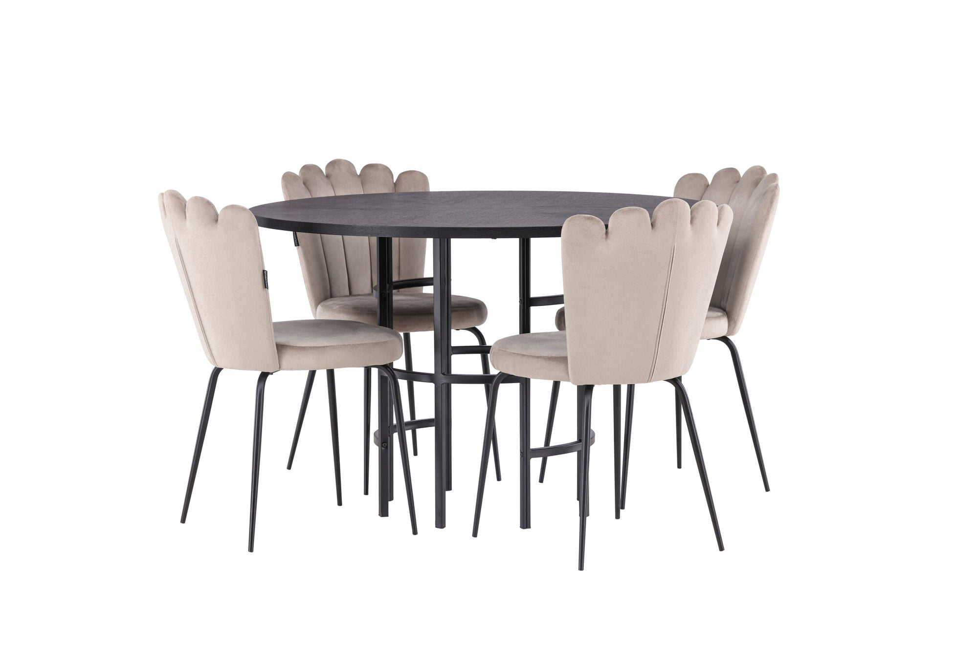 Venture Home Copenhagen spisebord - Black / Black Veneer +Limhamn Light stol - Black / Beige Velvet _4