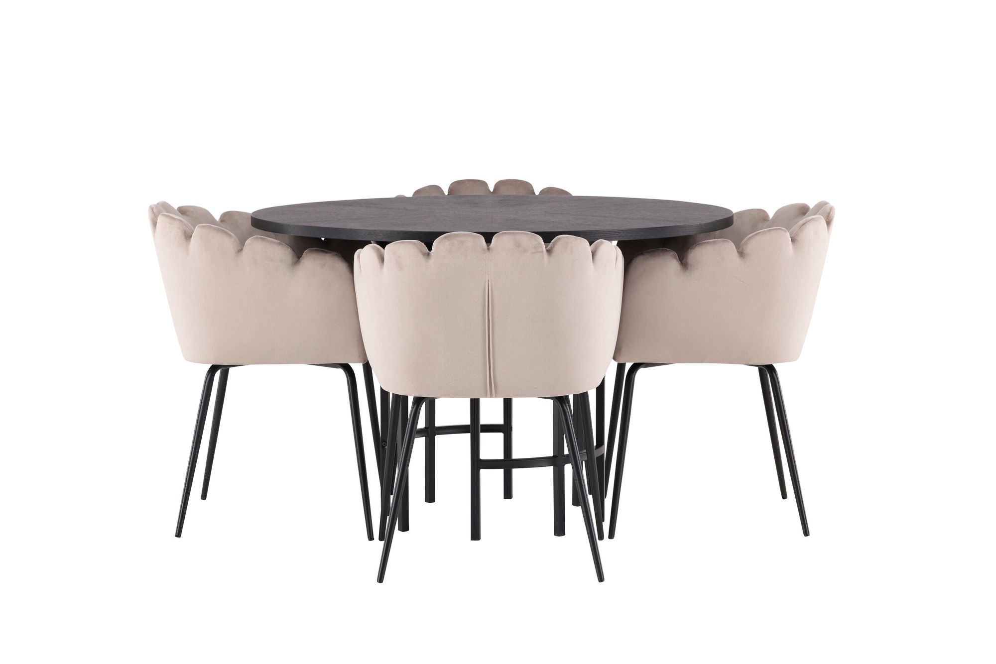 Venture Home Copenhagen spisebord - Black / Black Veneer +Limhamn stol - Black / Beige Velvet _4